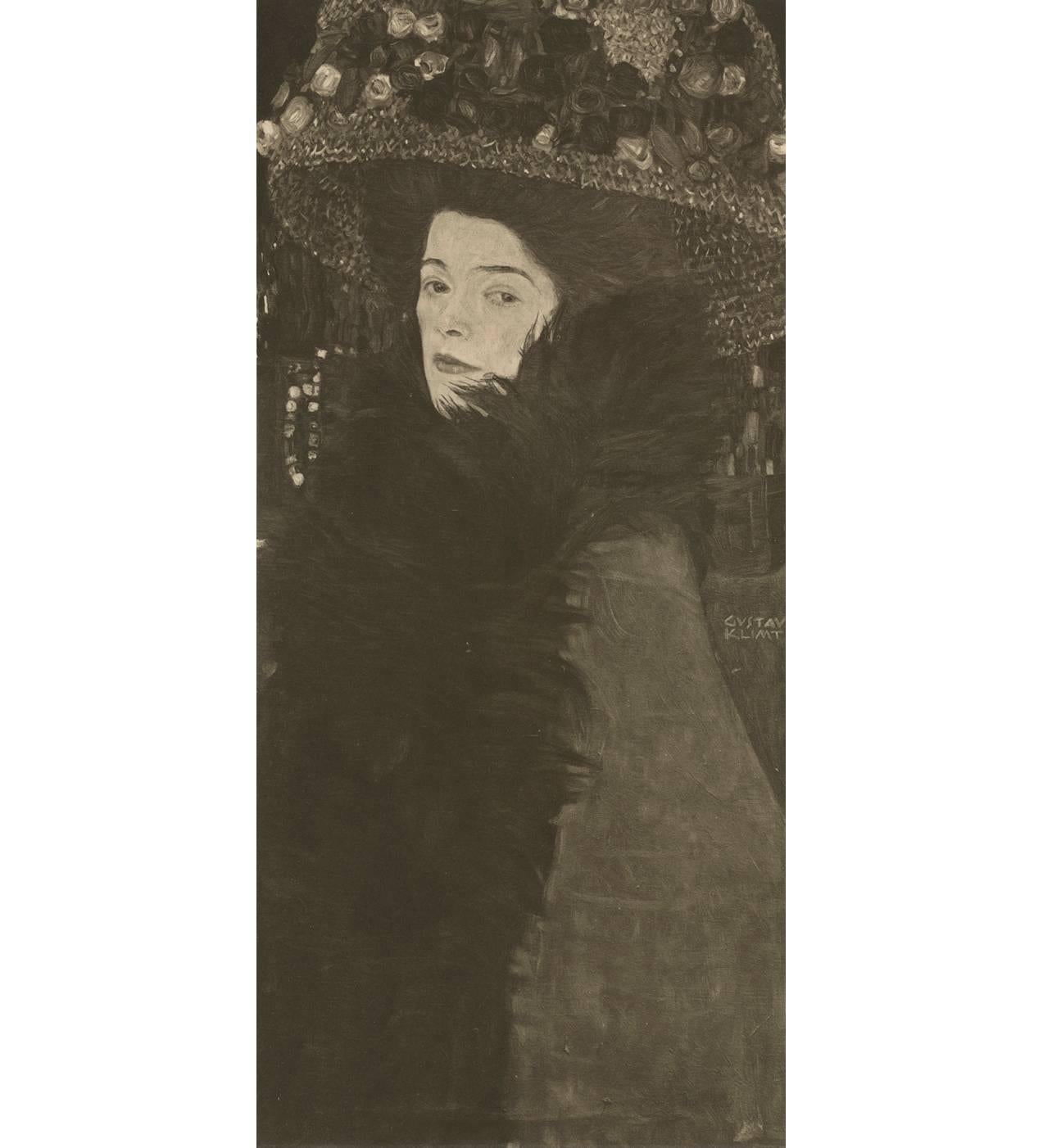 Max Eisler Eine Nachlese folio « Lady in a Feathered Hat » collotype - Print de (after) Gustav Klimt
