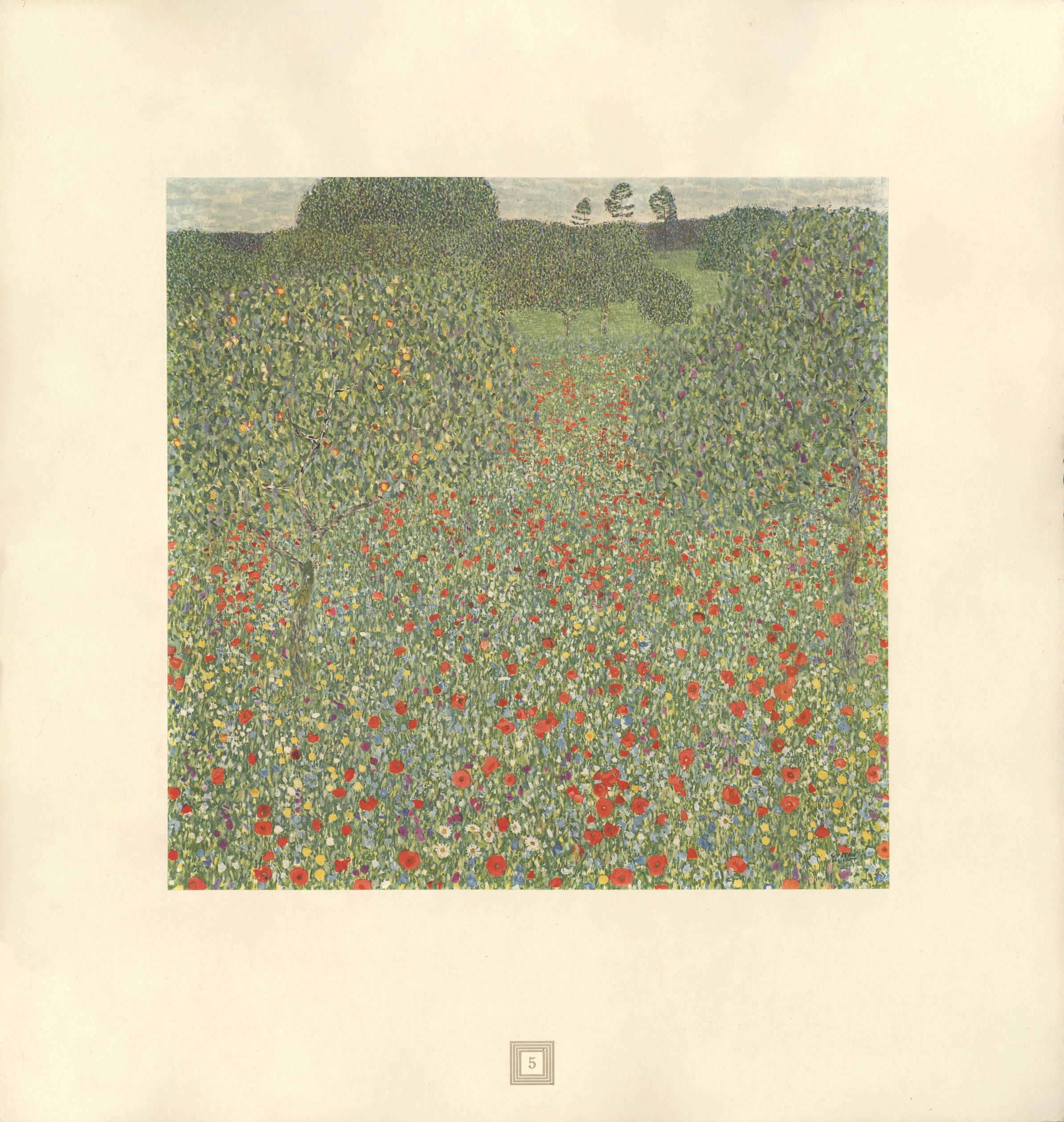 (after) Gustav Klimt Landscape Print - Max Eisler Eine Nachlese folio "Poppy Field (Poppies in Bloom)" collotype