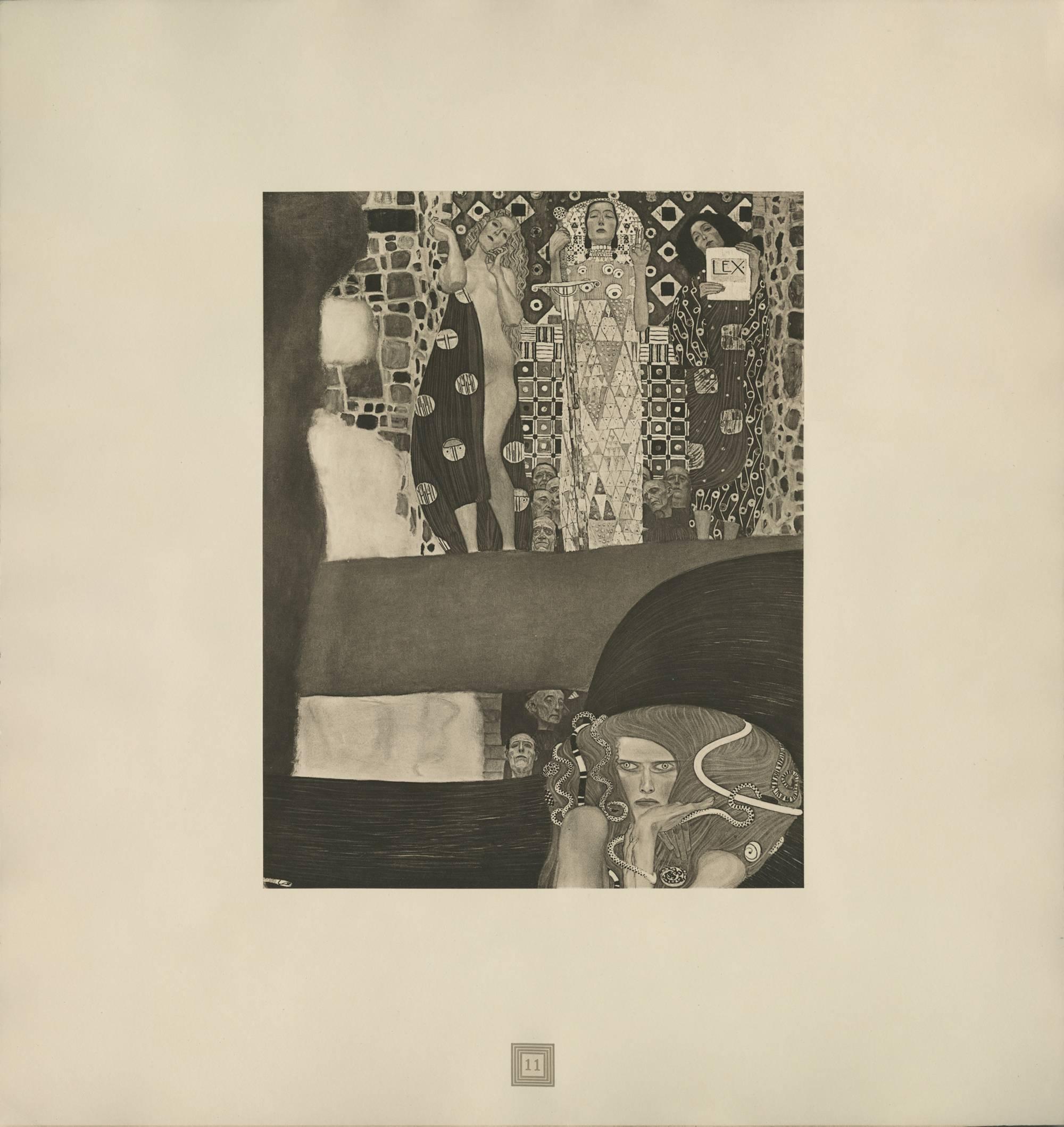 (after) Gustav Klimt Figurative Print – Max Eisler Eine Nachlese Folie „Section of Jurisprudence“ Collotype