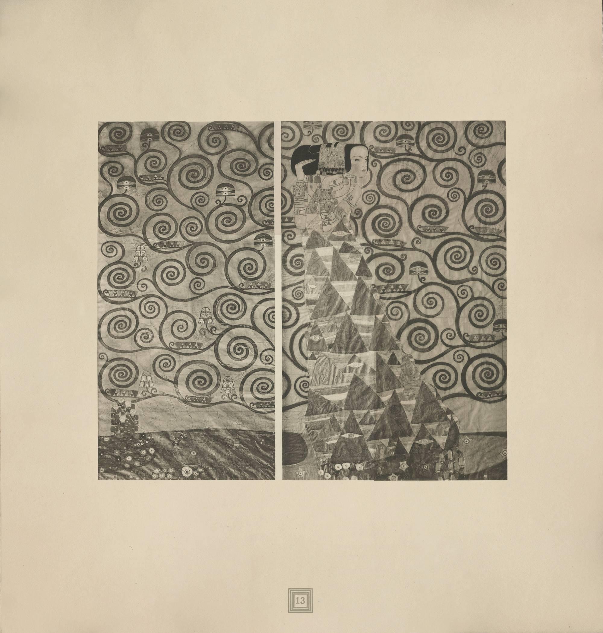 (after) Gustav Klimt Figurative Print - Max Eisler Eine Nachlese folio "Studies for the Frieze at Palais" 4 collotypes