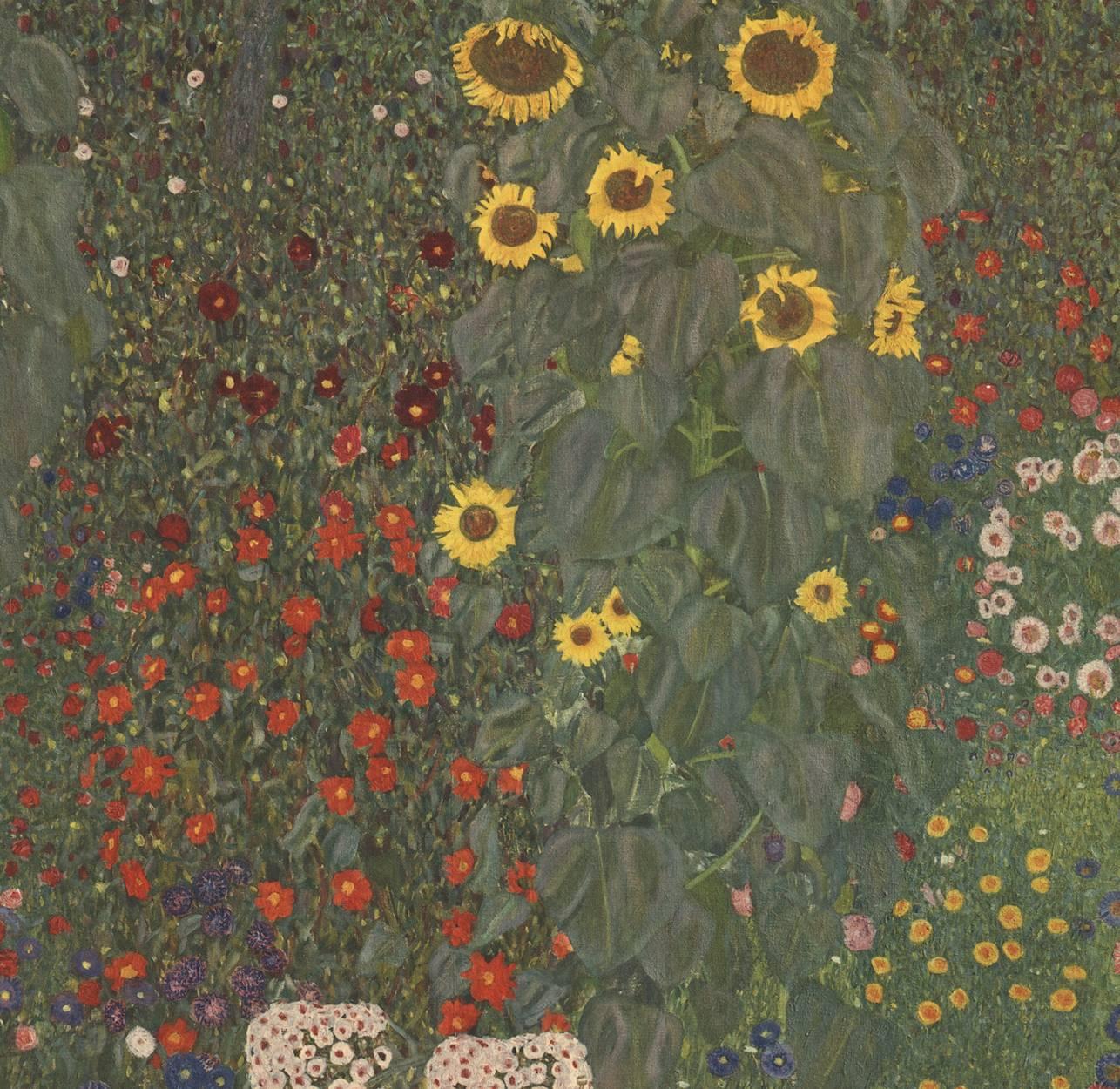 Max Eisler Eine Nachlese Folie Sonnenblumen Collotypie Druck – Print von (after) Gustav Klimt