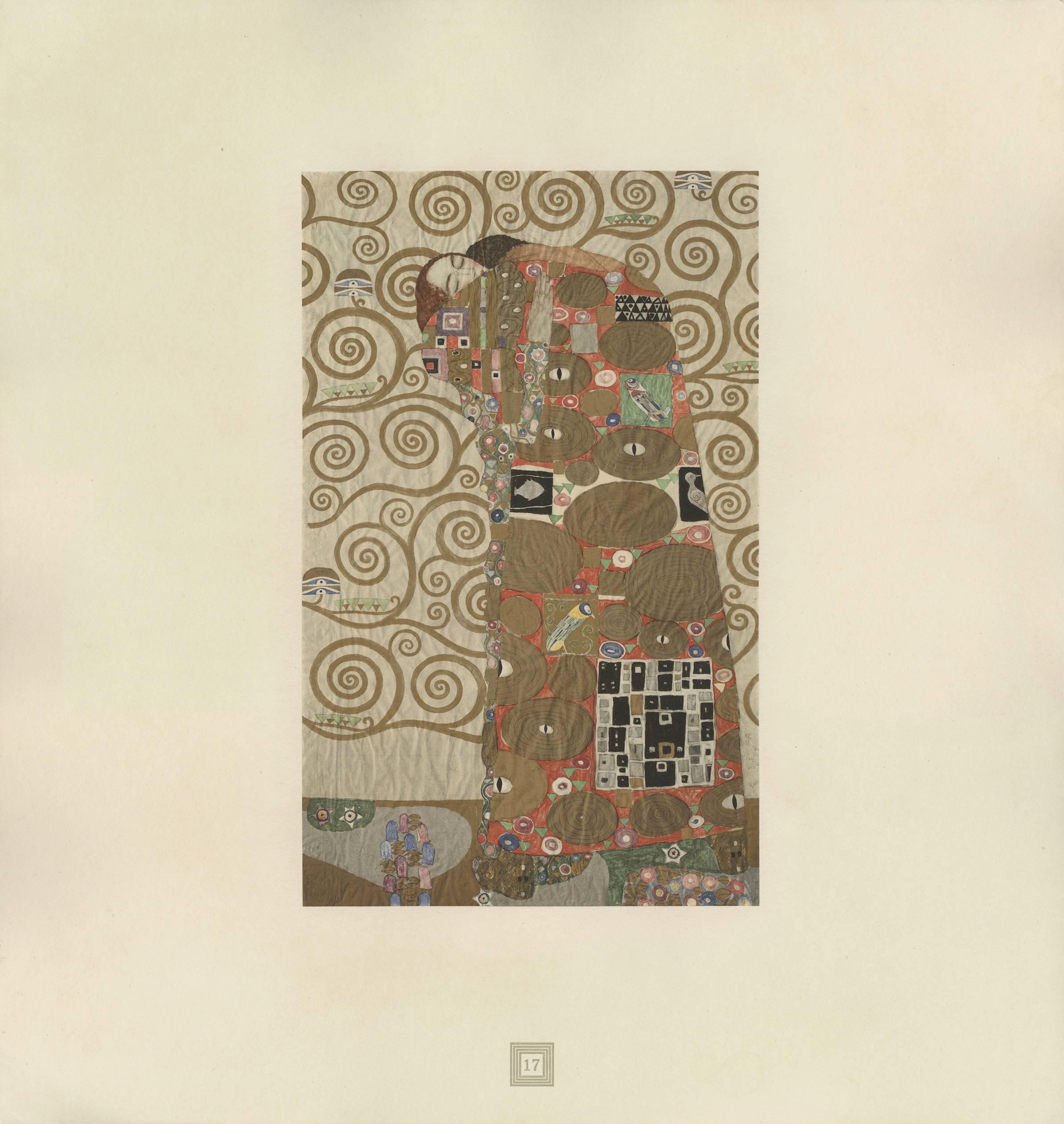 (after) Gustav Klimt Figurative Print - Max Eisler Eine Nachlese folio “The Embrace (Fulfillment)” collotype print