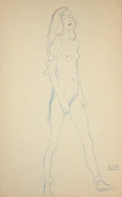 Nude of a Young Girl - Original Collotype Print After g. Klimt - 1919 