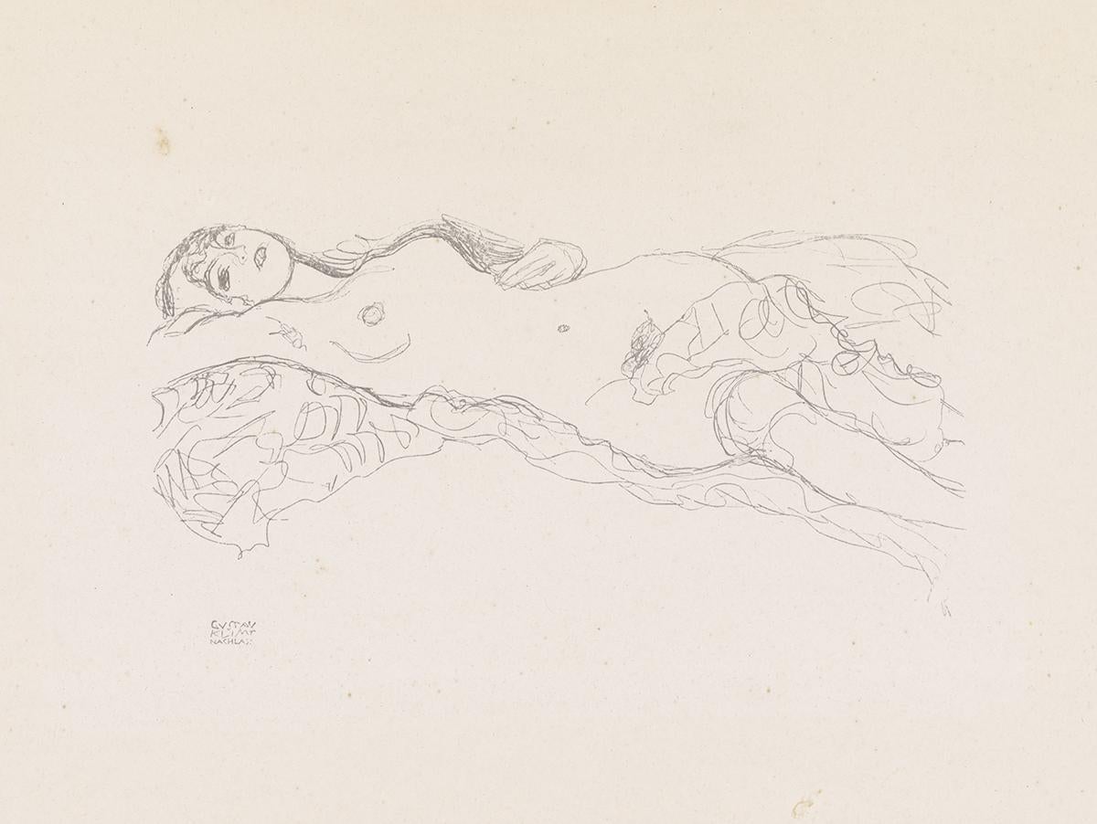 Rechteckiger Akt, Gustav Klimt Handzeichnungen (Sketch) collotype Lithographie, 1922