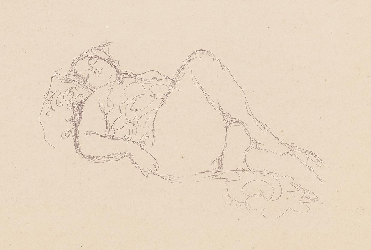 Nu couché couché, Gustav Klimt Handzeichnungen (Sketch), Thyrsos Verlag, 1922 - Print de (after) Gustav Klimt