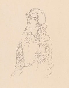 Seated woman with shawl, Gustav Klimt Handzeichnungen (Sketch), 1922