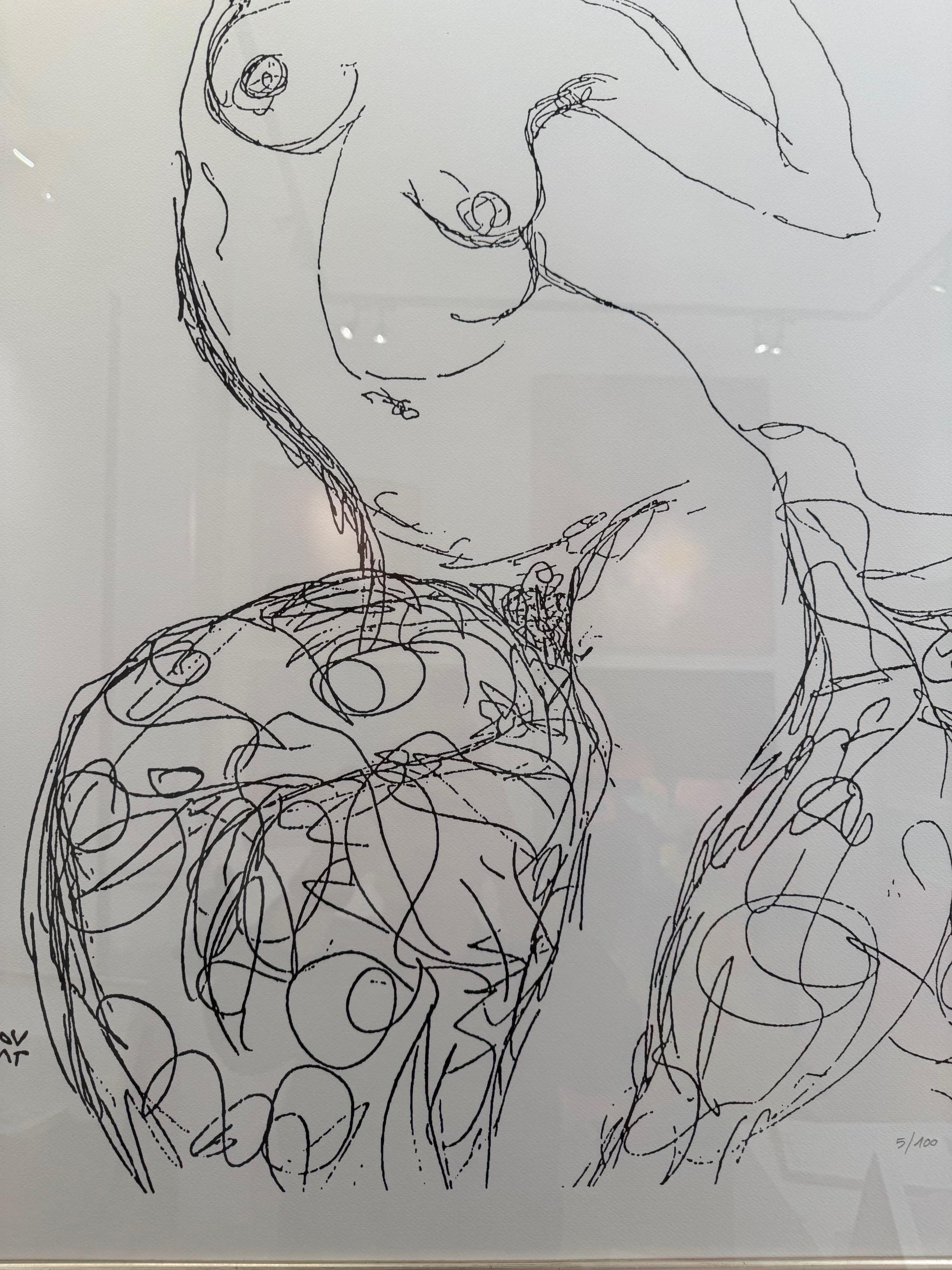 Nudo seduto - Nudo femminile dopo il disegno originale di Gustav Klimt (after) Gustav Klimt art deco in vendita 3