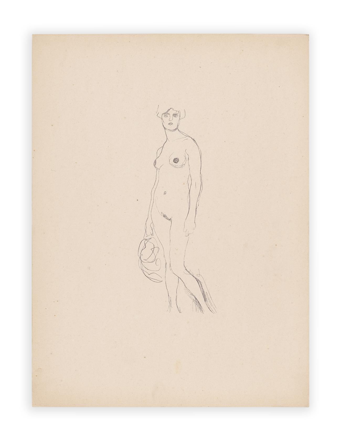 Nu debout, Gustav Klimt Handzeichnungen (Sketch), Thyrsos Verlag, 1922 - Sécession viennoise Print par (after) Gustav Klimt