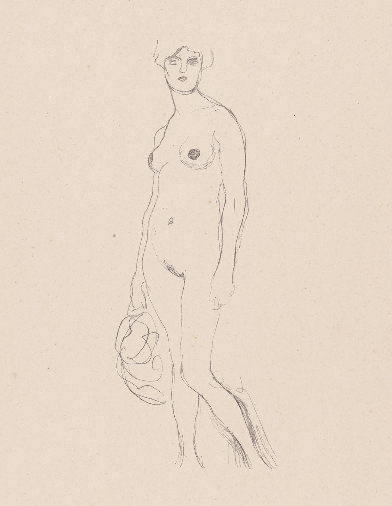 Gustav Klimt, stehender Akt, Handzeichnungen (Sketch), Thyrsos Verlag, 1922