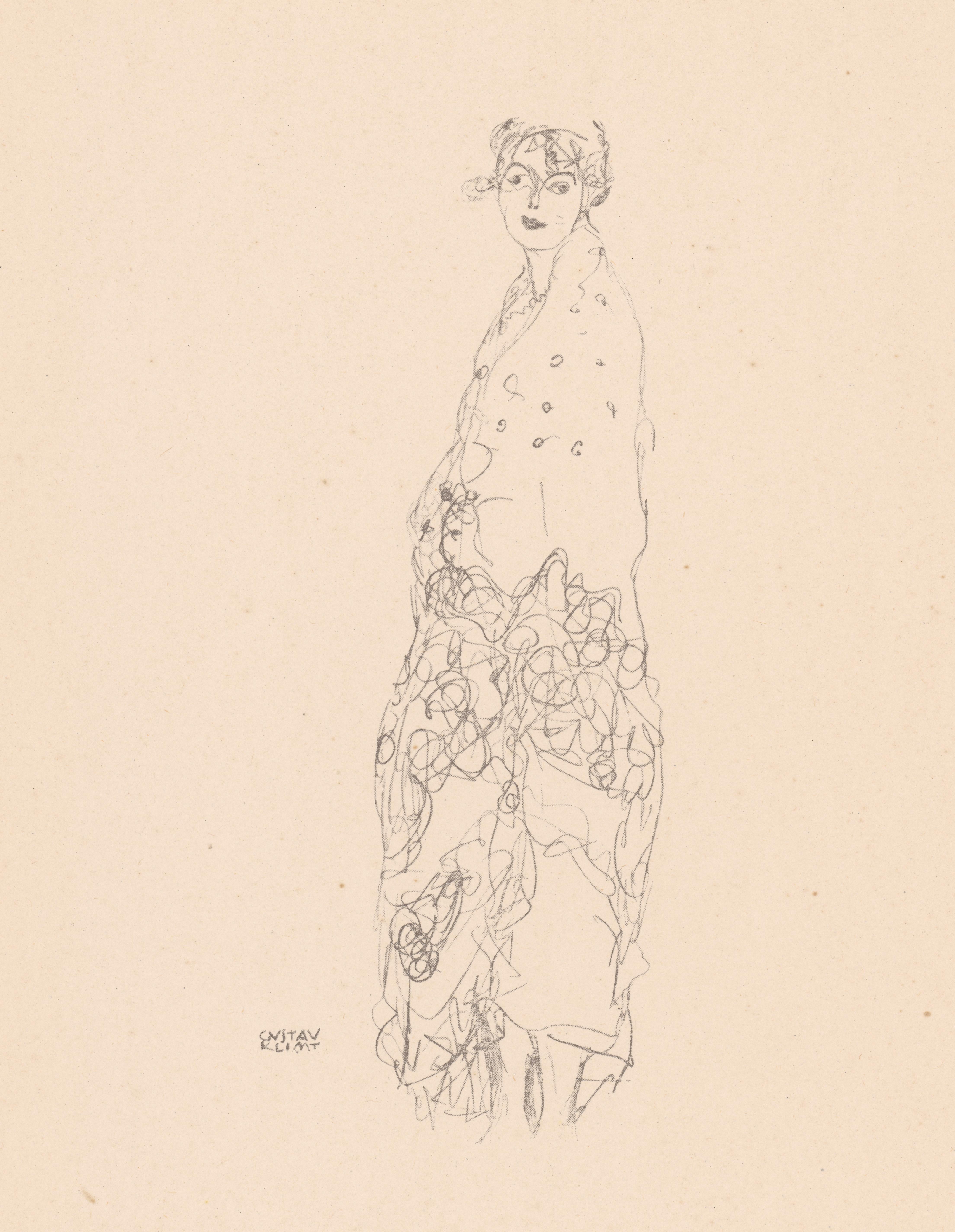 Woman in dress, Gustav Klimt Handzeichnungen (Sketch), Thyrsos Verlag, 1922