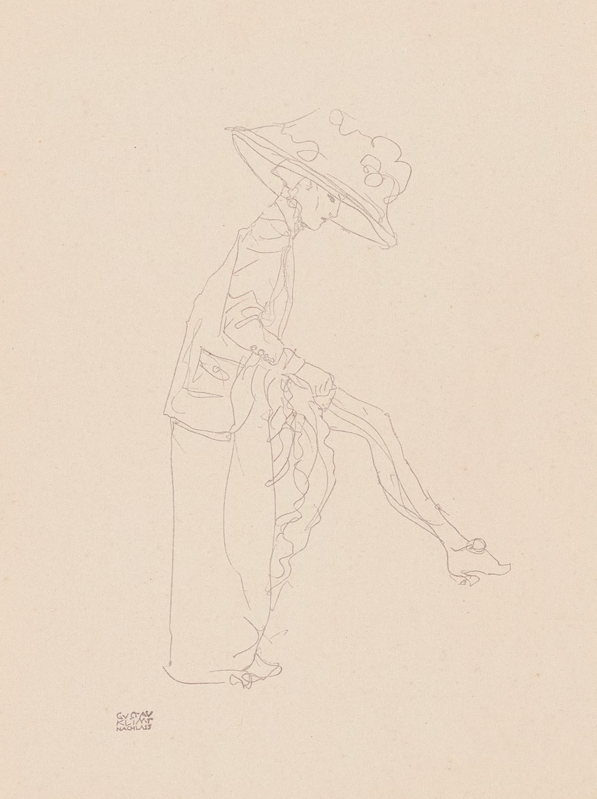 Mujer con sombrero y medias, Gustav Klimt Handzeichnungen (Boceto), 1922