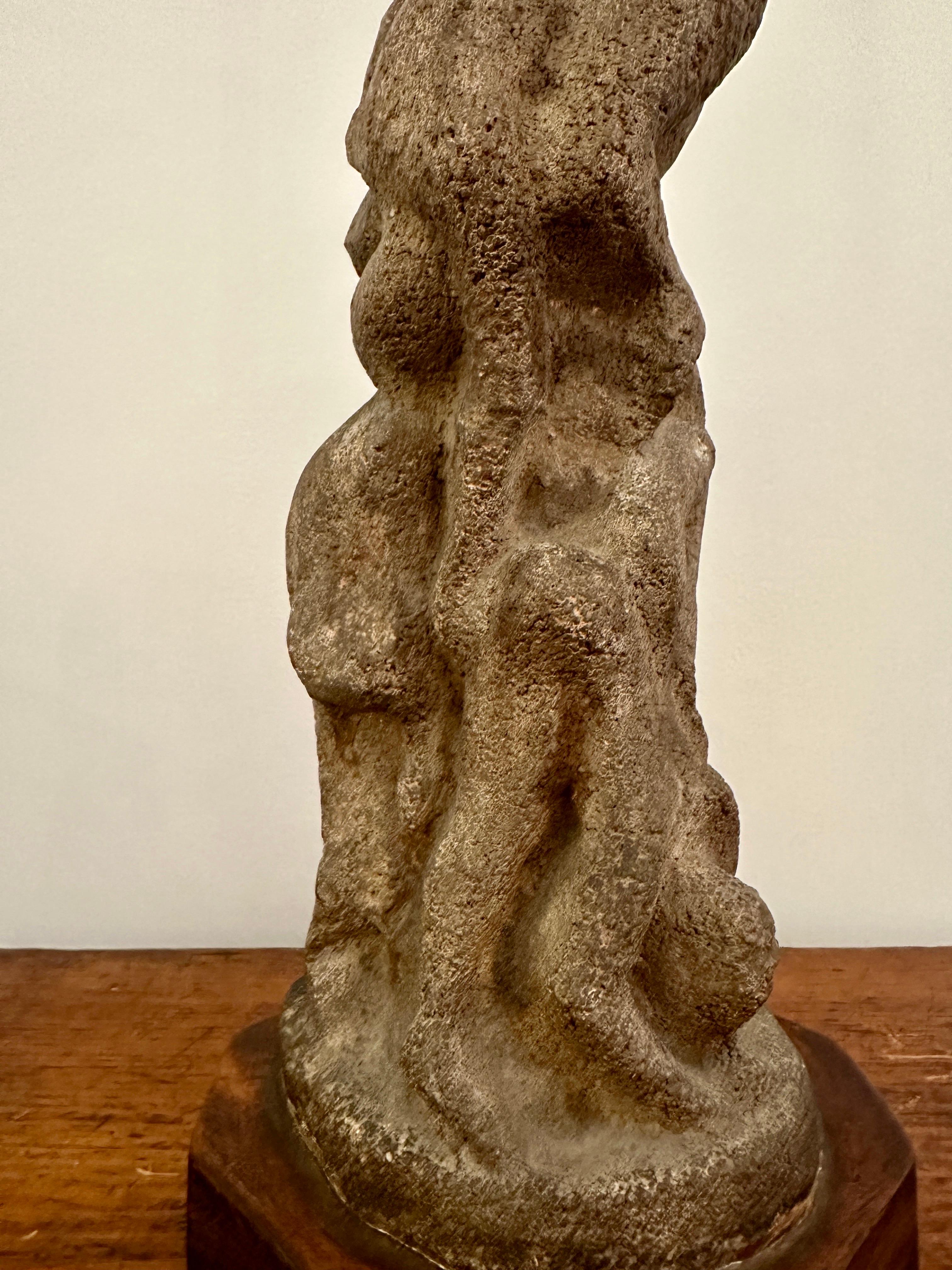 After H. Moore Carved Stone Table Lamp For Sale 1