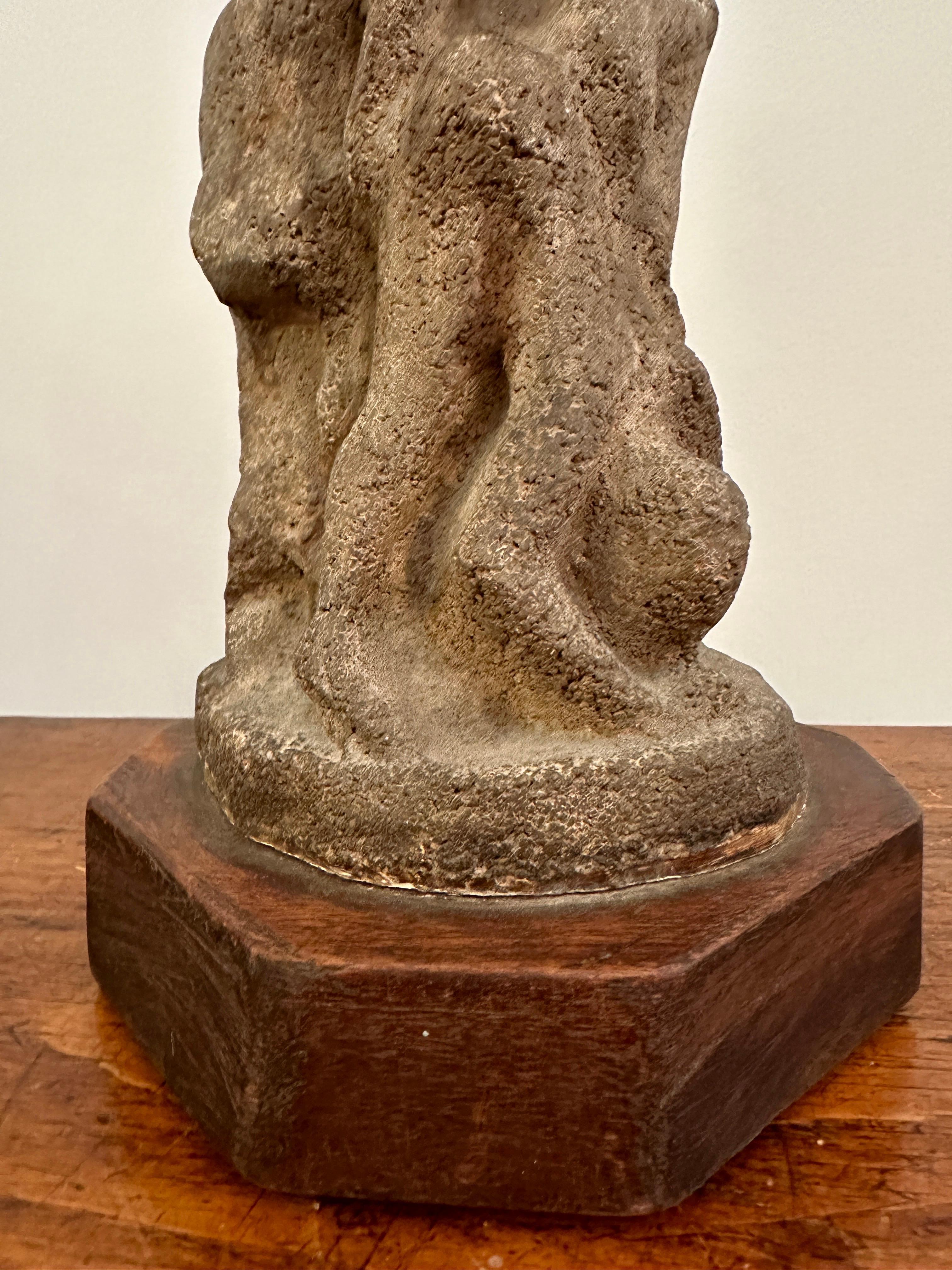 After H. Moore Carved Stone Table Lamp For Sale 2