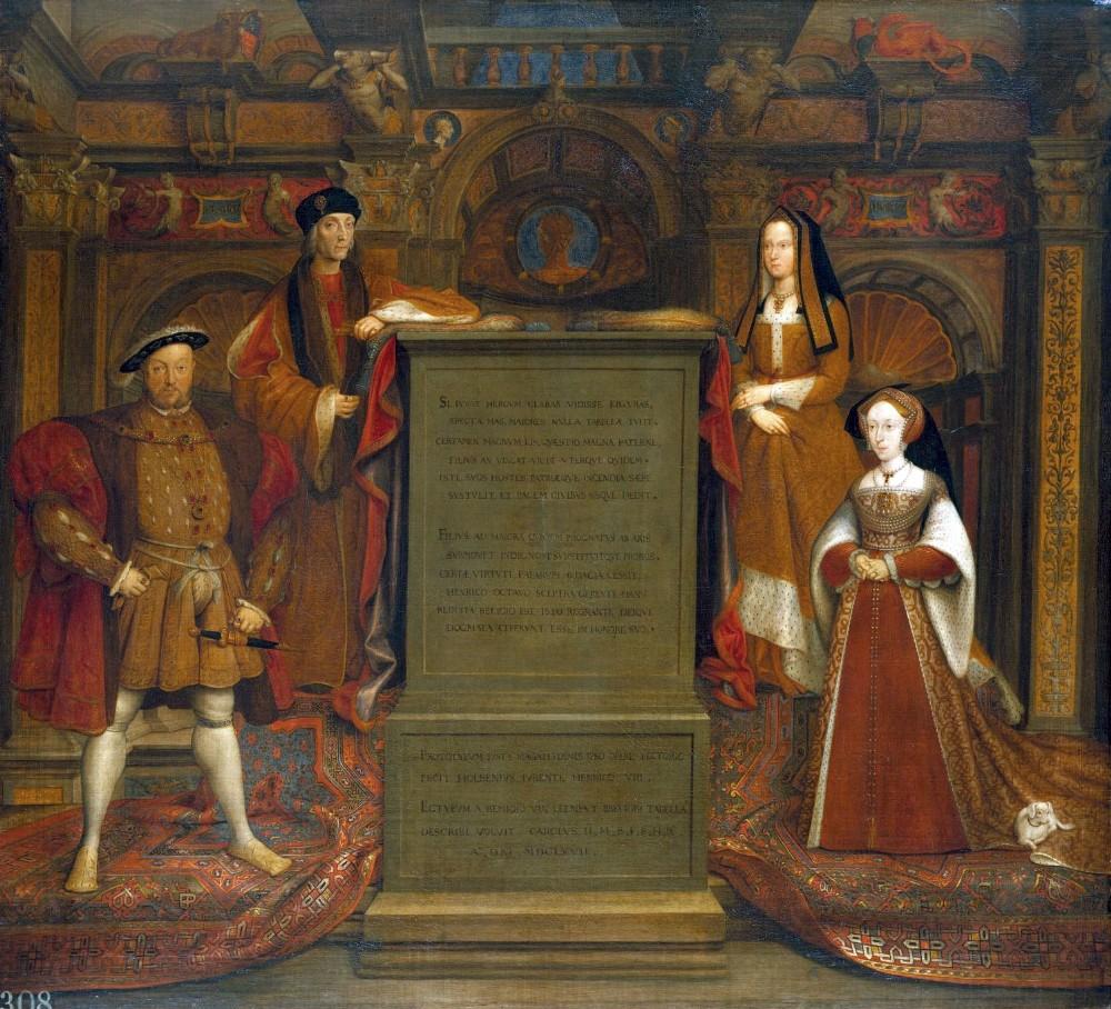 Oil Portrait King Henry VII After Holbeins Tudor Dynasty Mural Whitehall Palace - Old Masters Painting by (After) Hans Holbein The Younger