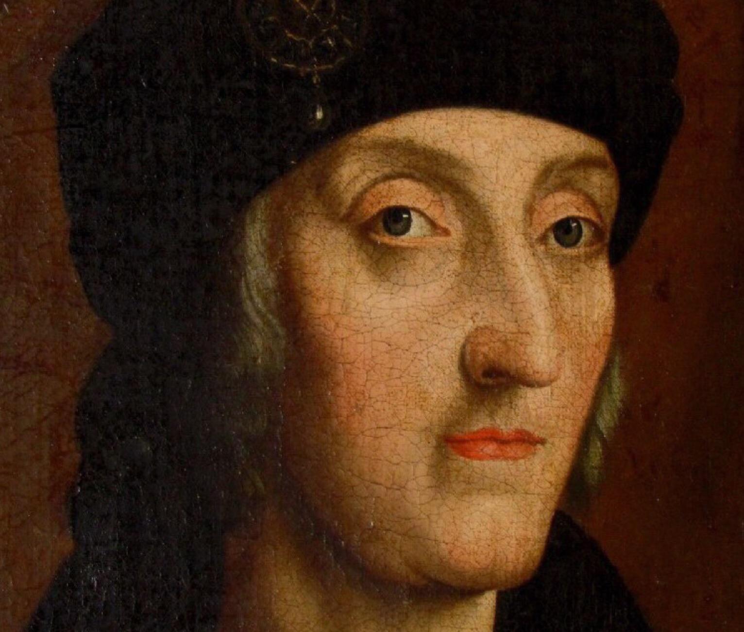 Oil Portrait King Henry VII After Holbeins Tudor Dynasty Mural Whitehall Palace - Black Figurative Painting by (After) Hans Holbein The Younger