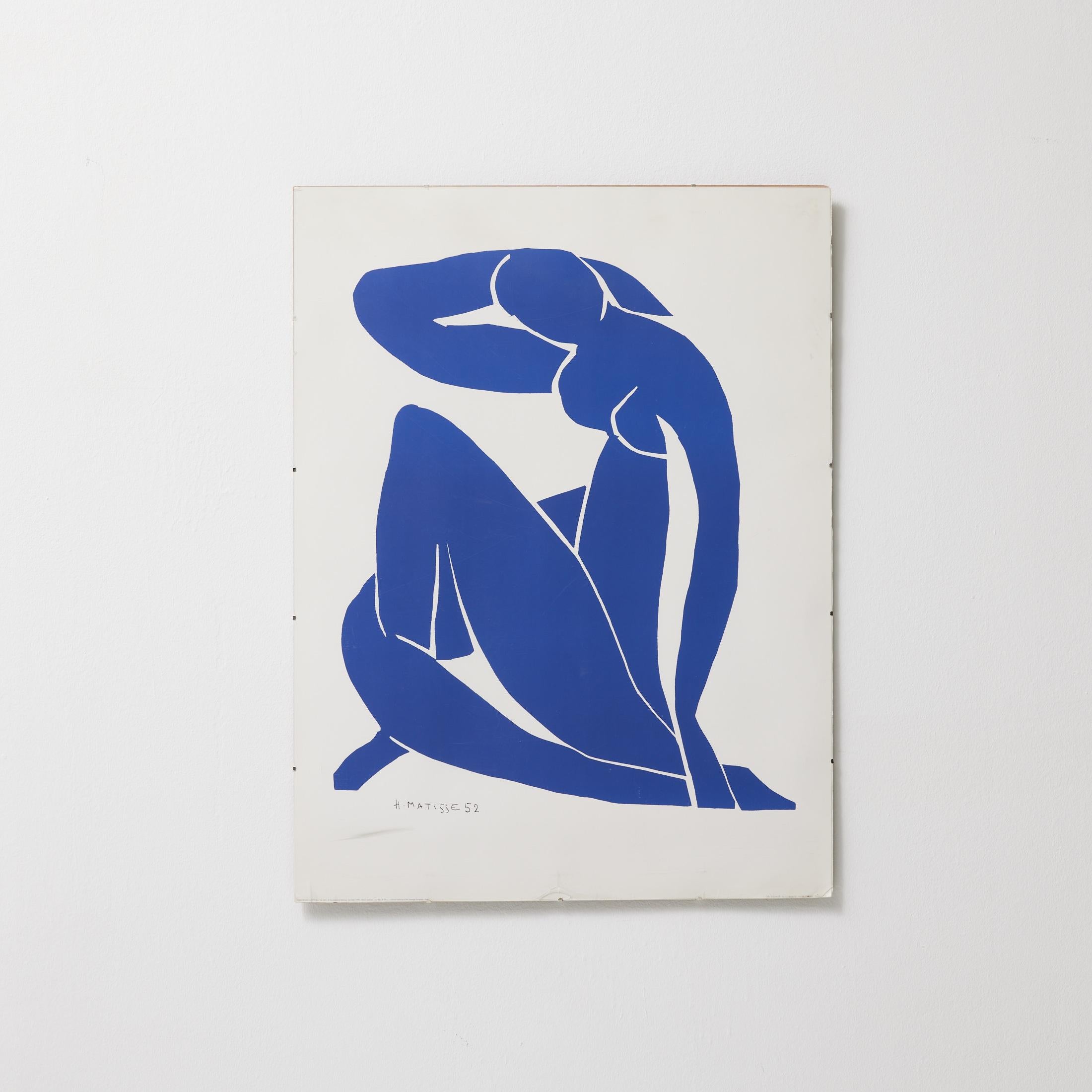 After Henri Matisse — Nu Bleu (Blue Nude), c. 1990
Published by Centre Pompidou, 1999

This striking large-format poster features one of Henri Matisse’s most iconic cut-outs, Nu Bleu II, originally created in 1952. This authorized reproduction was