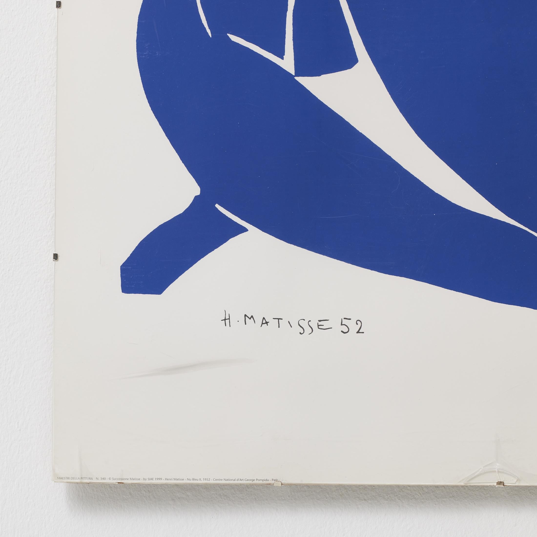 Mid-Century Modern After Henri Matisse Bleu Print, circa 1990 For Sale