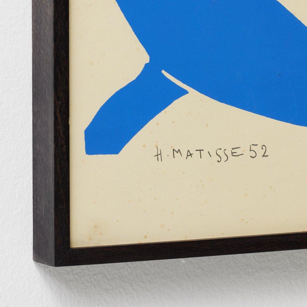 Fin du 20e siècle D'après Henri Matisse Lithographie en taille bleue encadrée, vers 1980 en vente