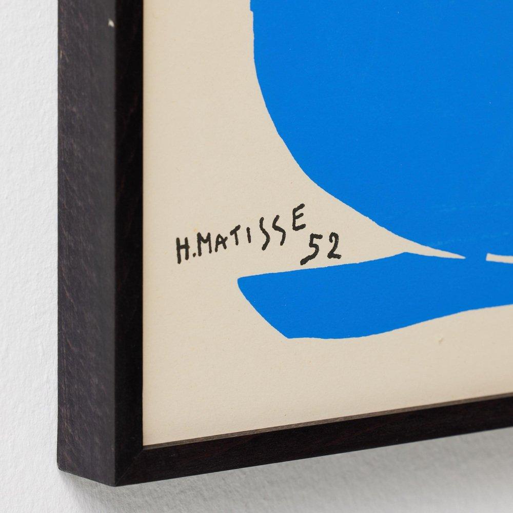Fin du 20e siècle D'après Henri Matisse Lithographie en taille bleue encadrée, vers 1980 en vente