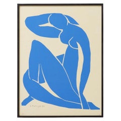 After Henri Matisse Blue Cut Out Lithography Framed, circa 1980