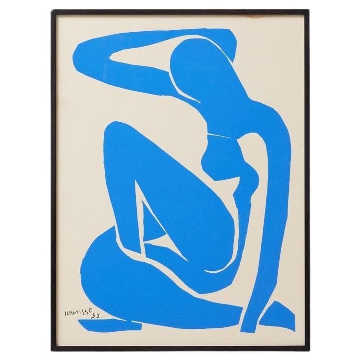 After Henri Matisse Blue Cut Out Lithography Framed, circa 1980