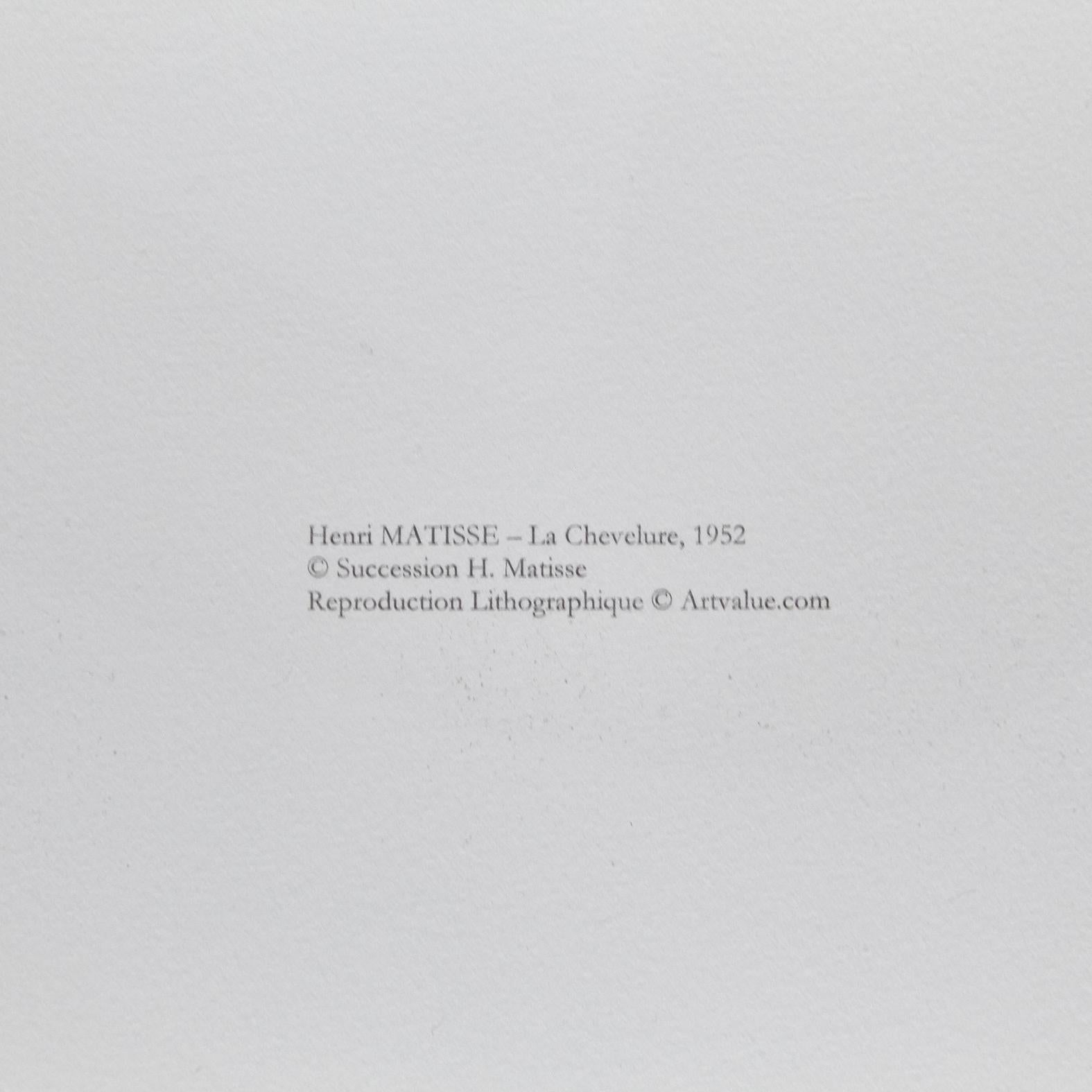 After Henri Matisse Cut Out Blue Lithograph La Cheveulure 5