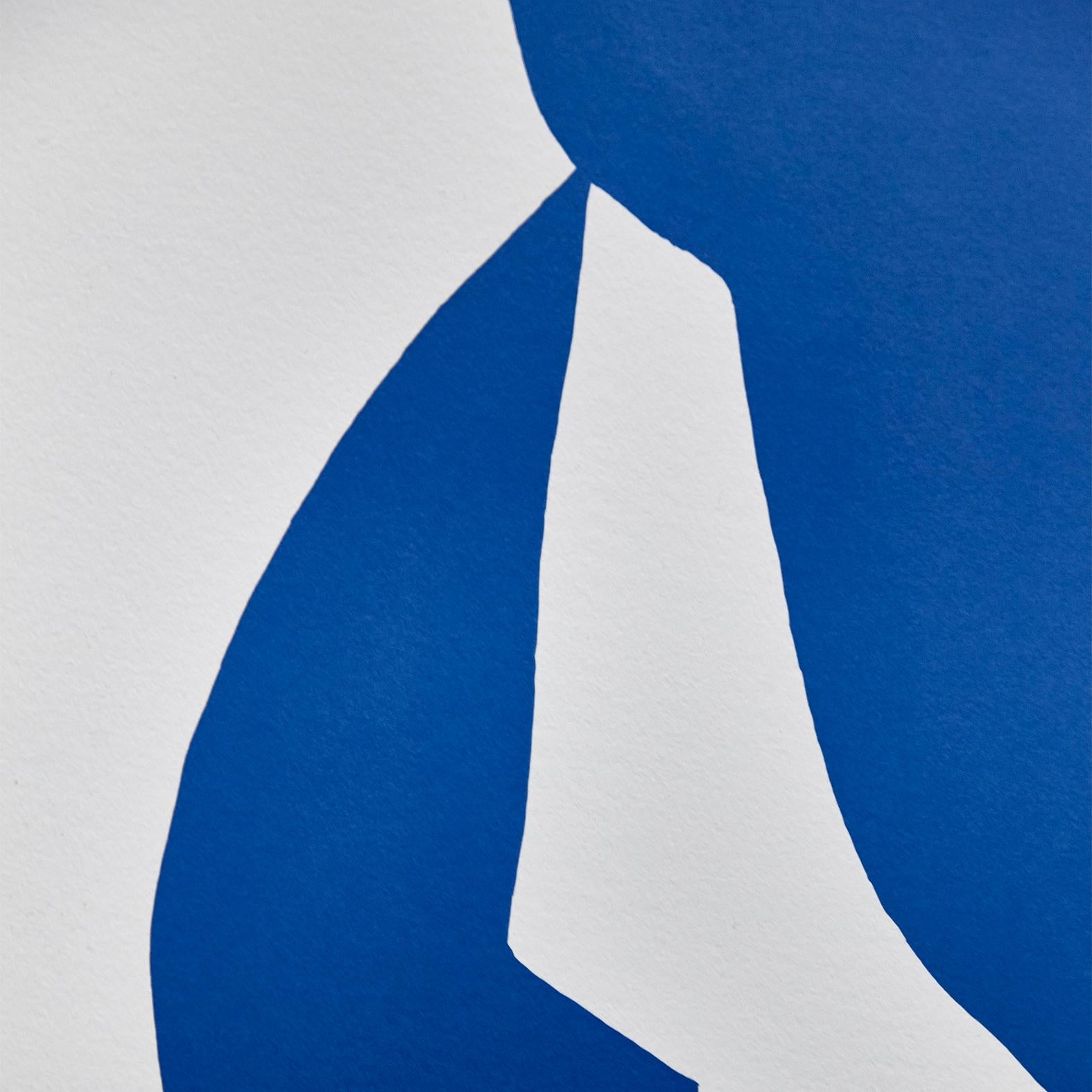 Mid-Century Modern After Henri Matisse Cut Out Blue Lithograph La Cheveulure