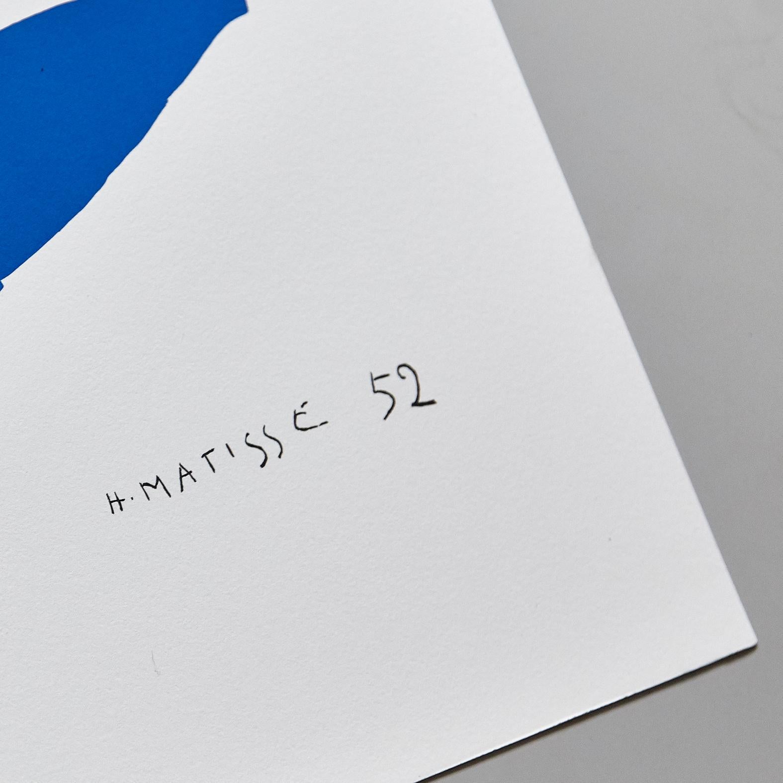 Paper After Henri Matisse Cut Out Blue Lithograph La Cheveulure