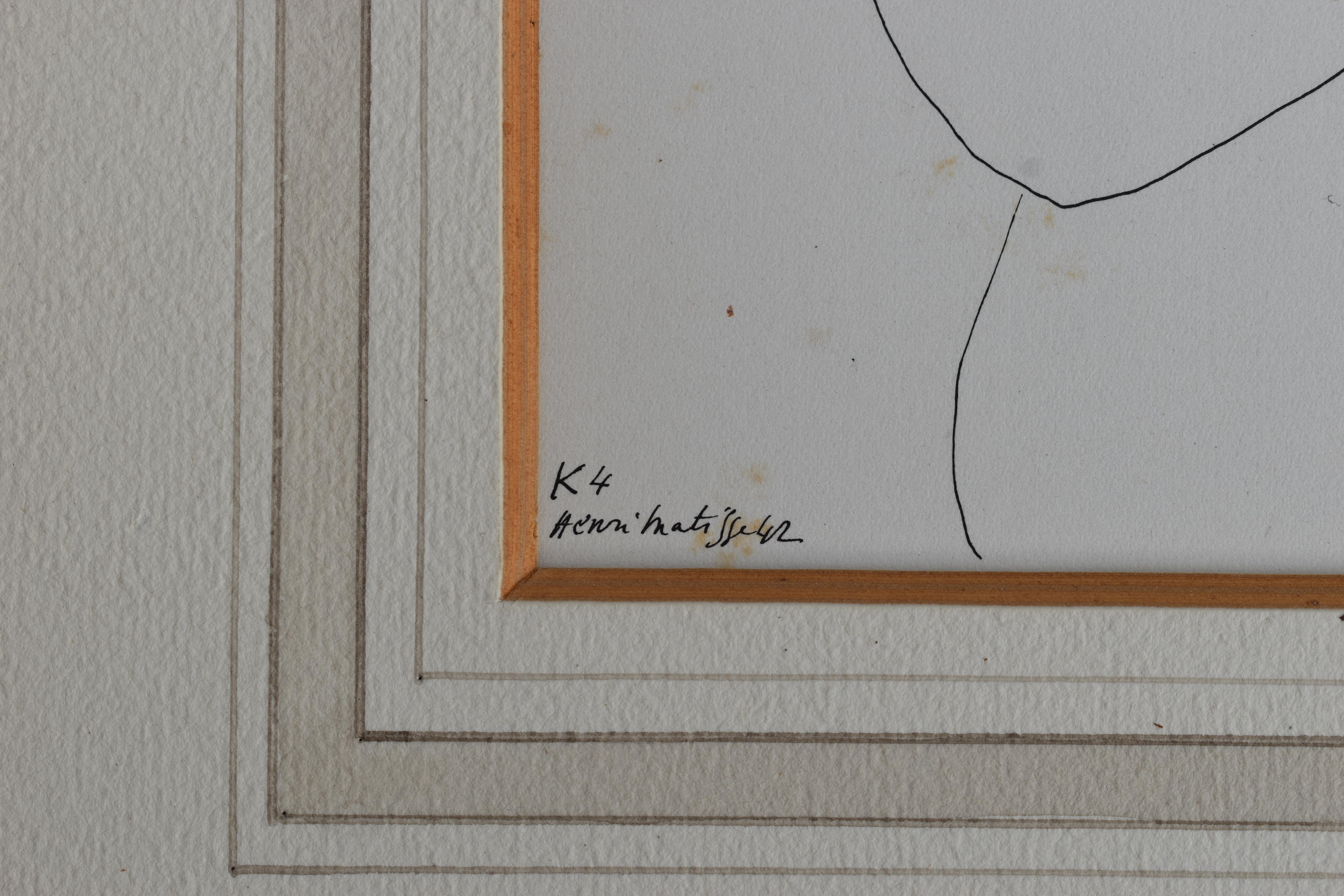 After Henri Matisse (1864-1954) K4 Print Published 1943

A stylish print from Matisse’s Thèmes et Variations series, produced in a limited edition of 950. Signed “in the plate” and dated 1942.

Provenance
Purchased at auction in
