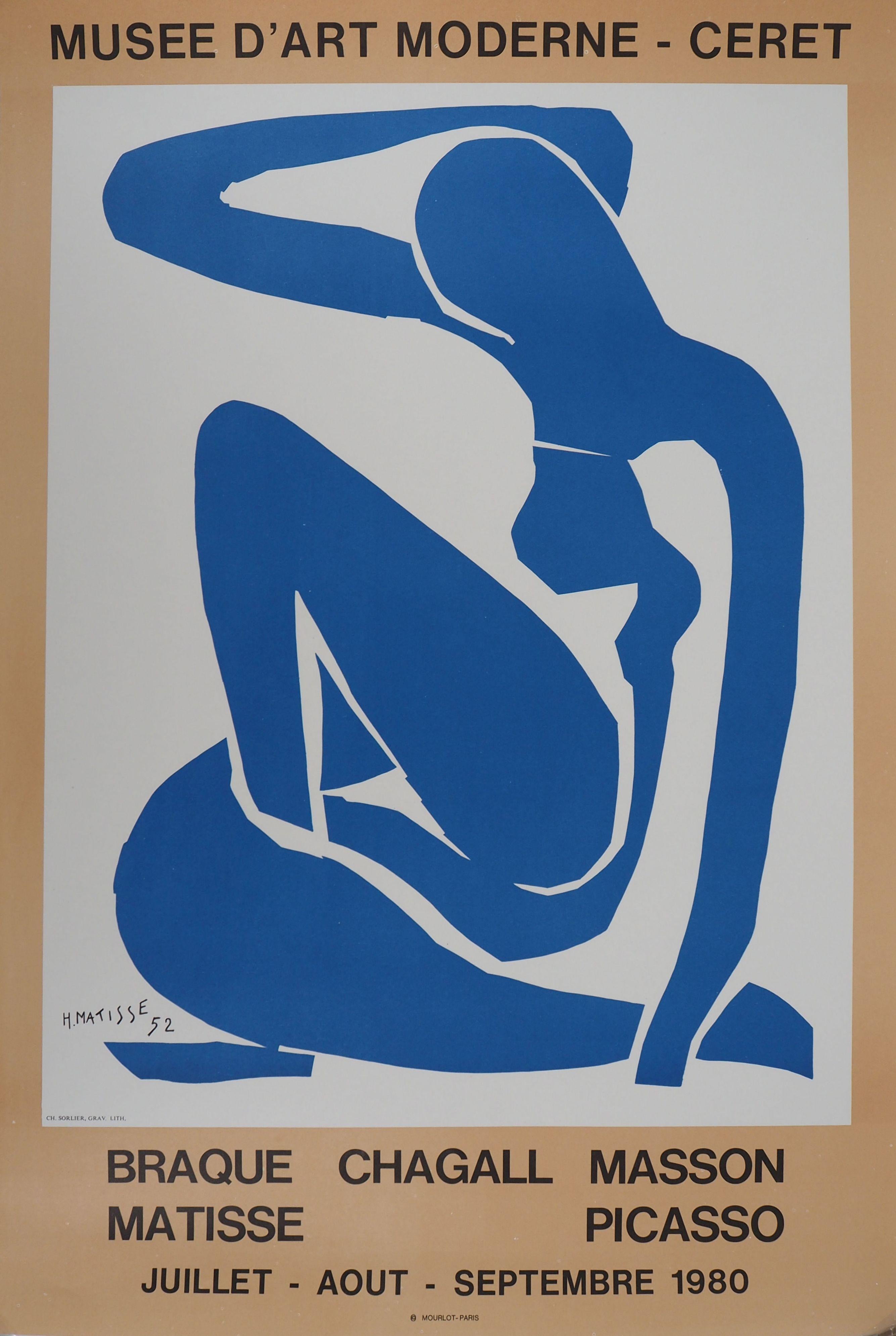 (after) Henri Matisse Figurative Print - Blue Nude Resting - Vintage lithograph exhibition poster # Mourlot