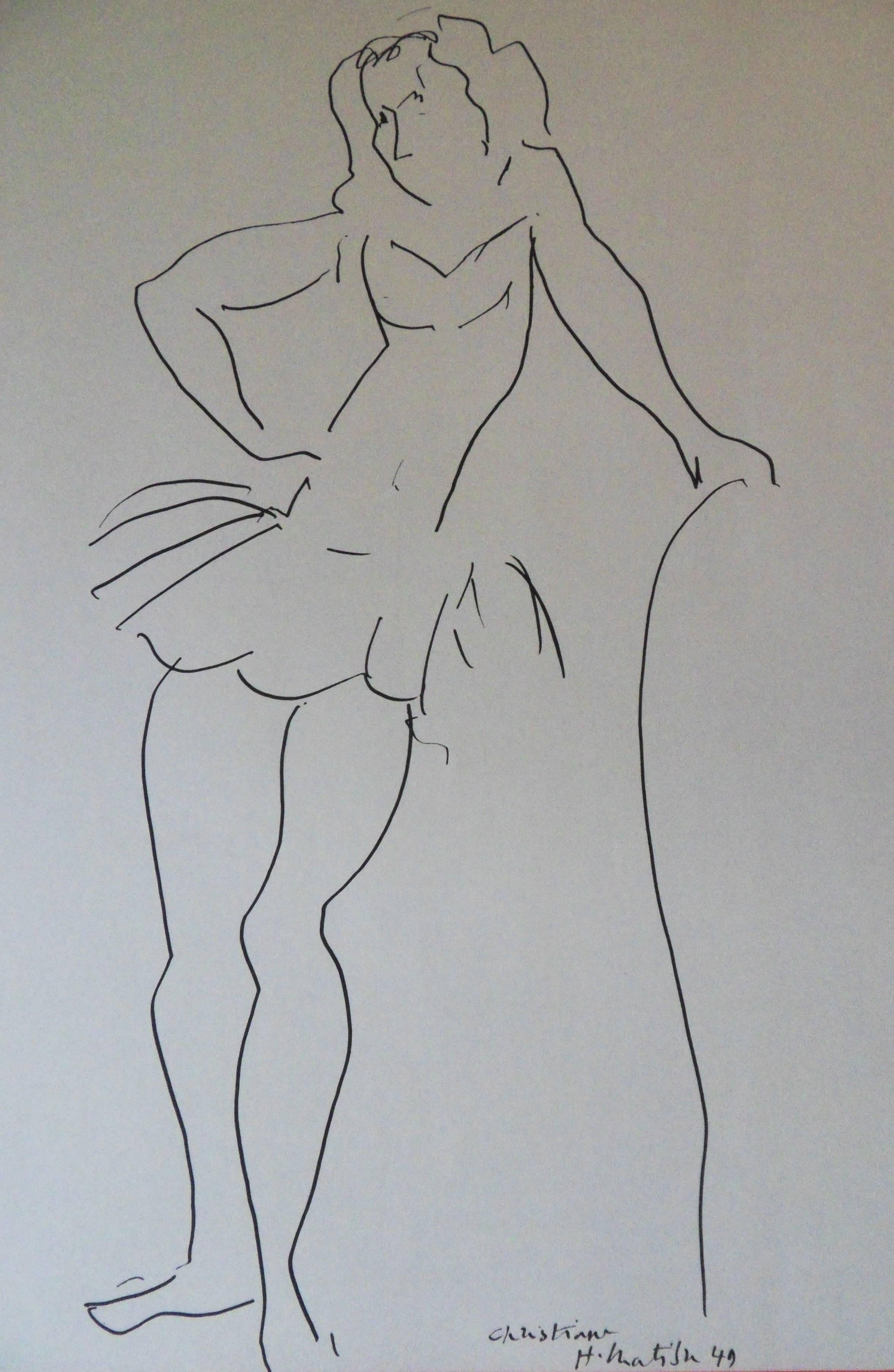 Christiane : Dancer - Lithograph Poster - Galerie Jacques Benador - Modern Print by (after) Henri Matisse
