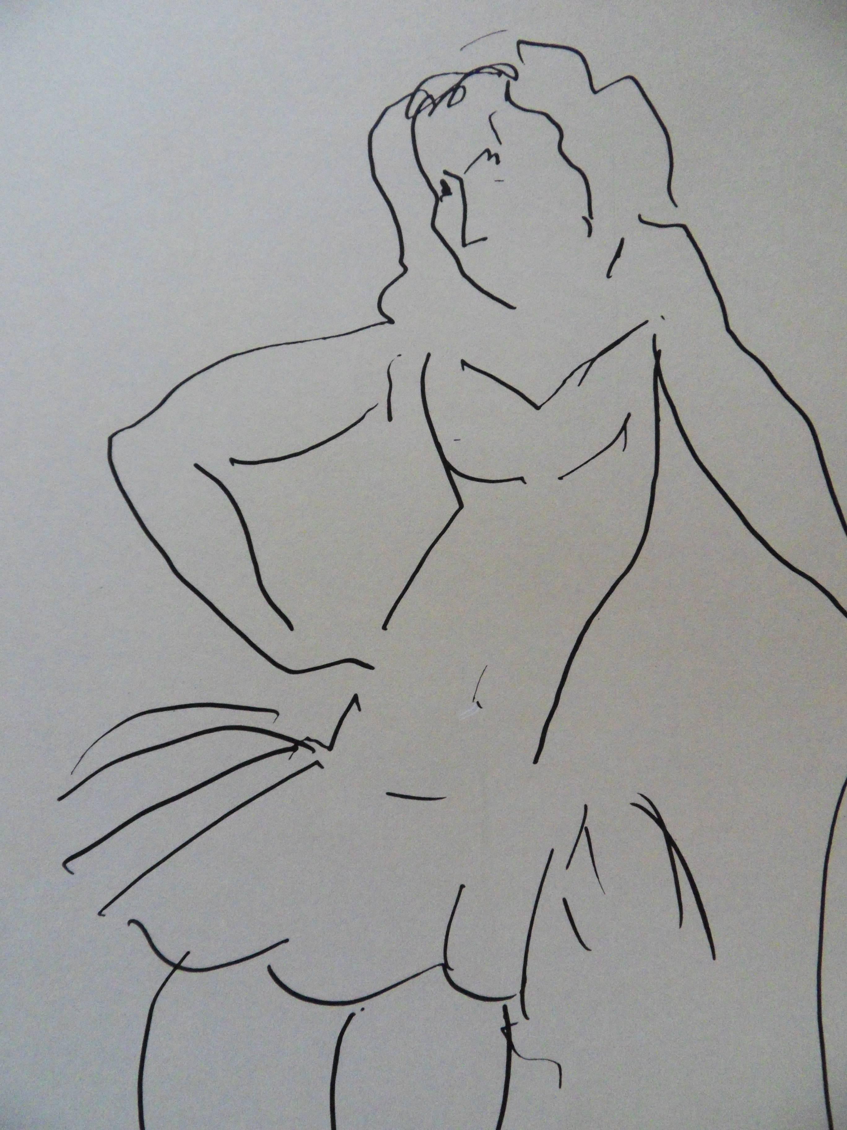 Christiane : Dancer - Lithograph Poster - Galerie Jacques Benador - Red Figurative Print by (after) Henri Matisse