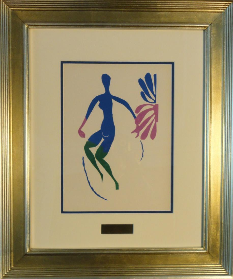 Dancing Blue Nude-Lithograph After Original Decoupage, with COA. Framed - Print by (after) Henri Matisse