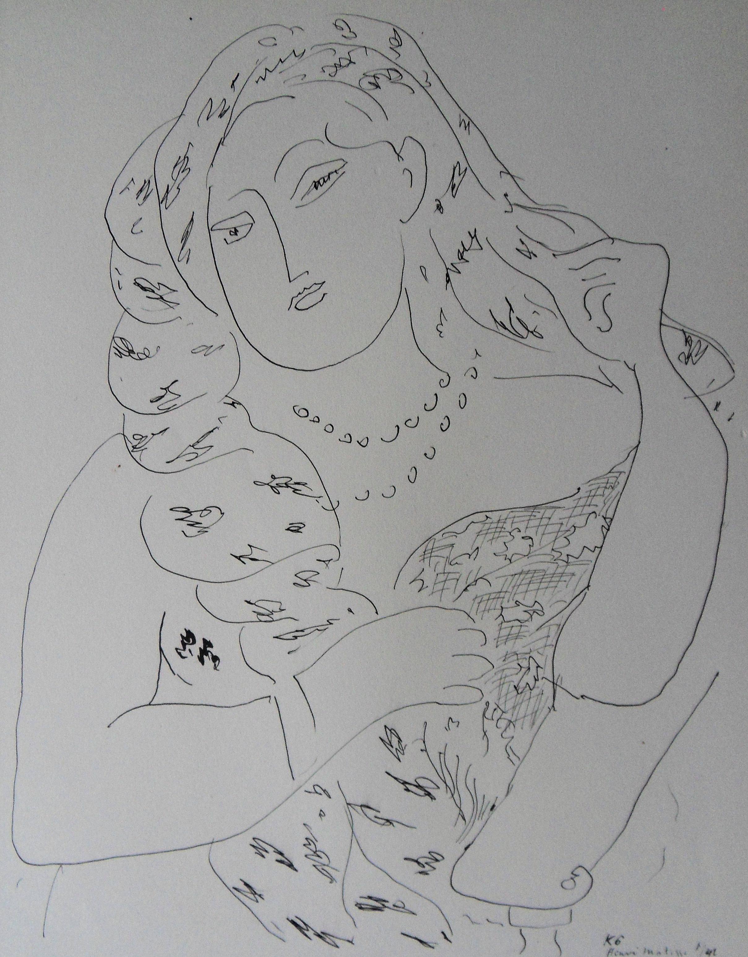 Henri MATISSE (After)
Elegant Woman

Lithograph after a drawing 
Signature and date printed in the plate
On vellum 32.5 x 24.5 cm (c. 12.6 x 9.4 inch)

INFORMATION : This lithograph is one of a rare edition made during the Second World War (1941 -