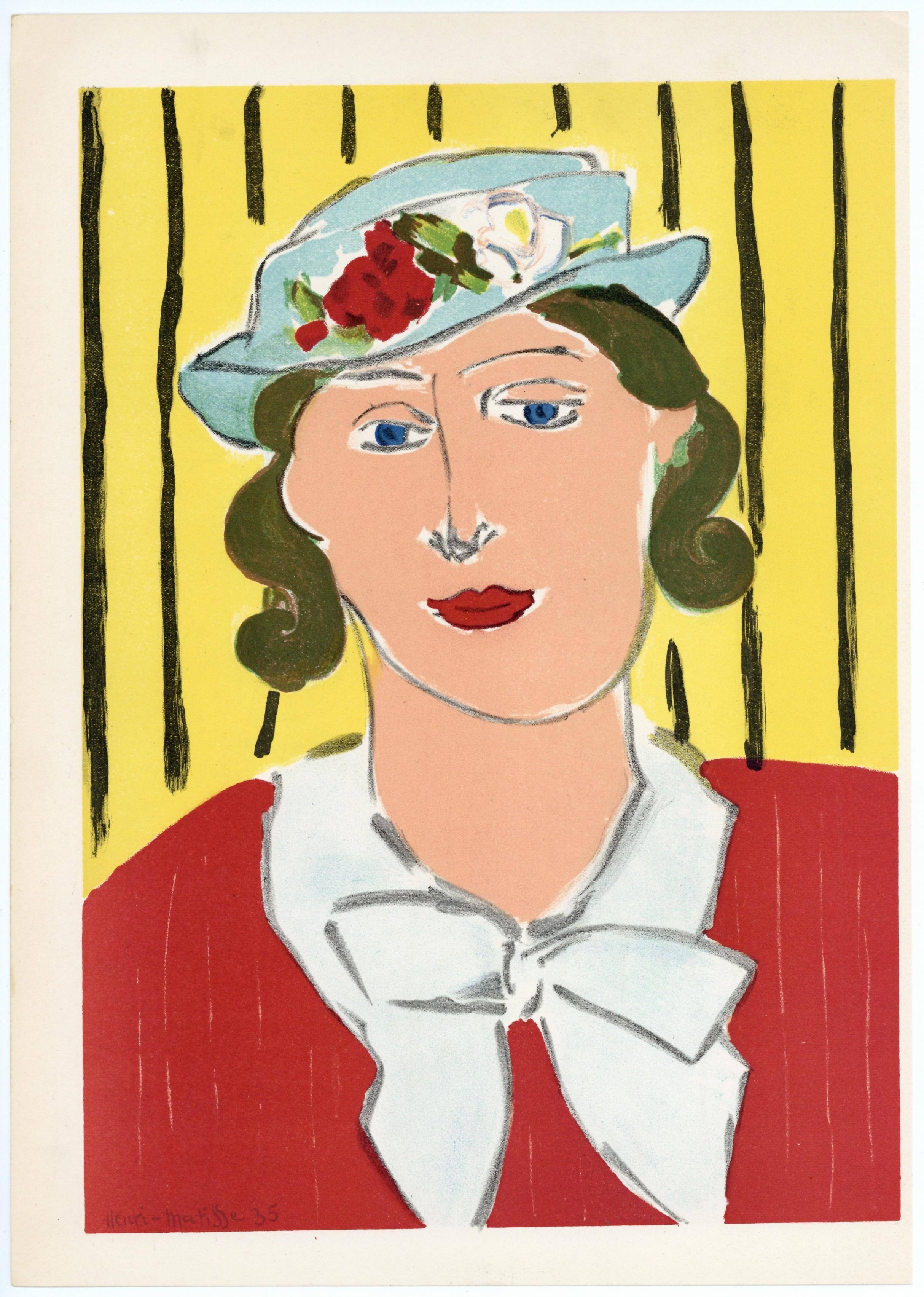 (after) Henri Matisse Portrait Print - "Femme au chapeau" lithograph