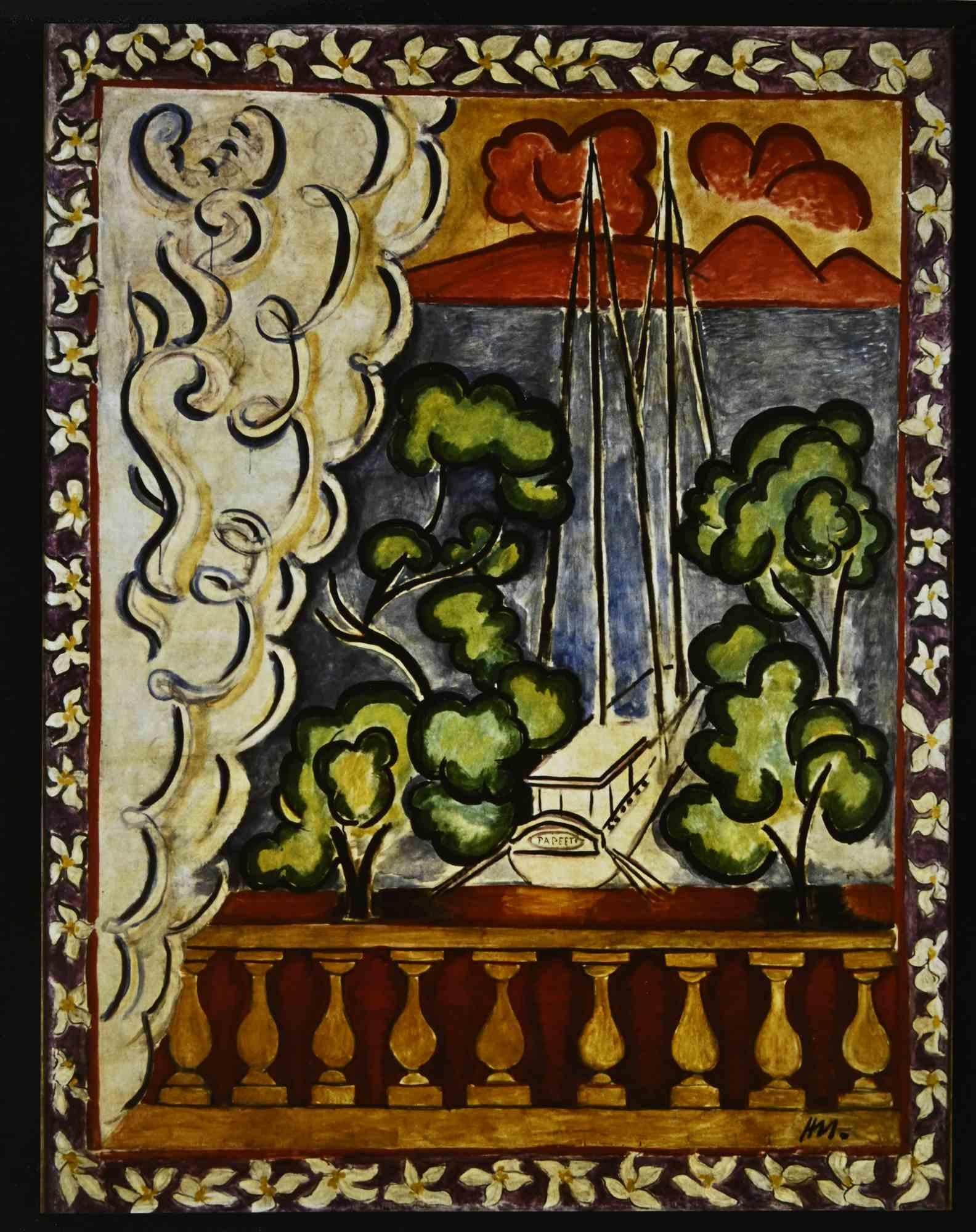 Fenetre a Tahiti originariamente realizzata nel 1935, fotolitografia realizzata nel 1993 (after) Henri Matisse.

Su carta a mano Milano.

Monogramma sul piatto.

Buone condizioni.