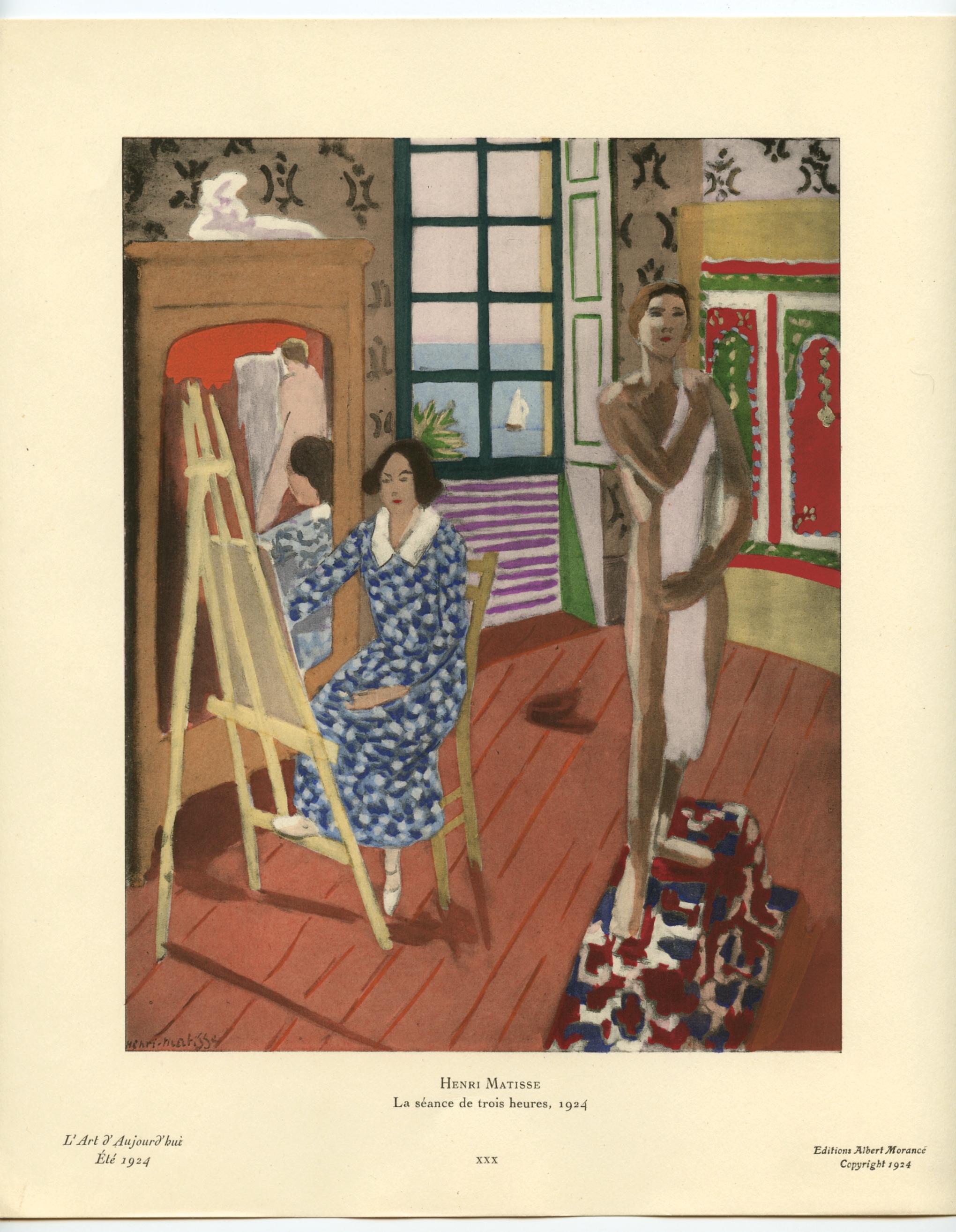 Pochoir „La seance de trois heures“ – Print von (after) Henri Matisse