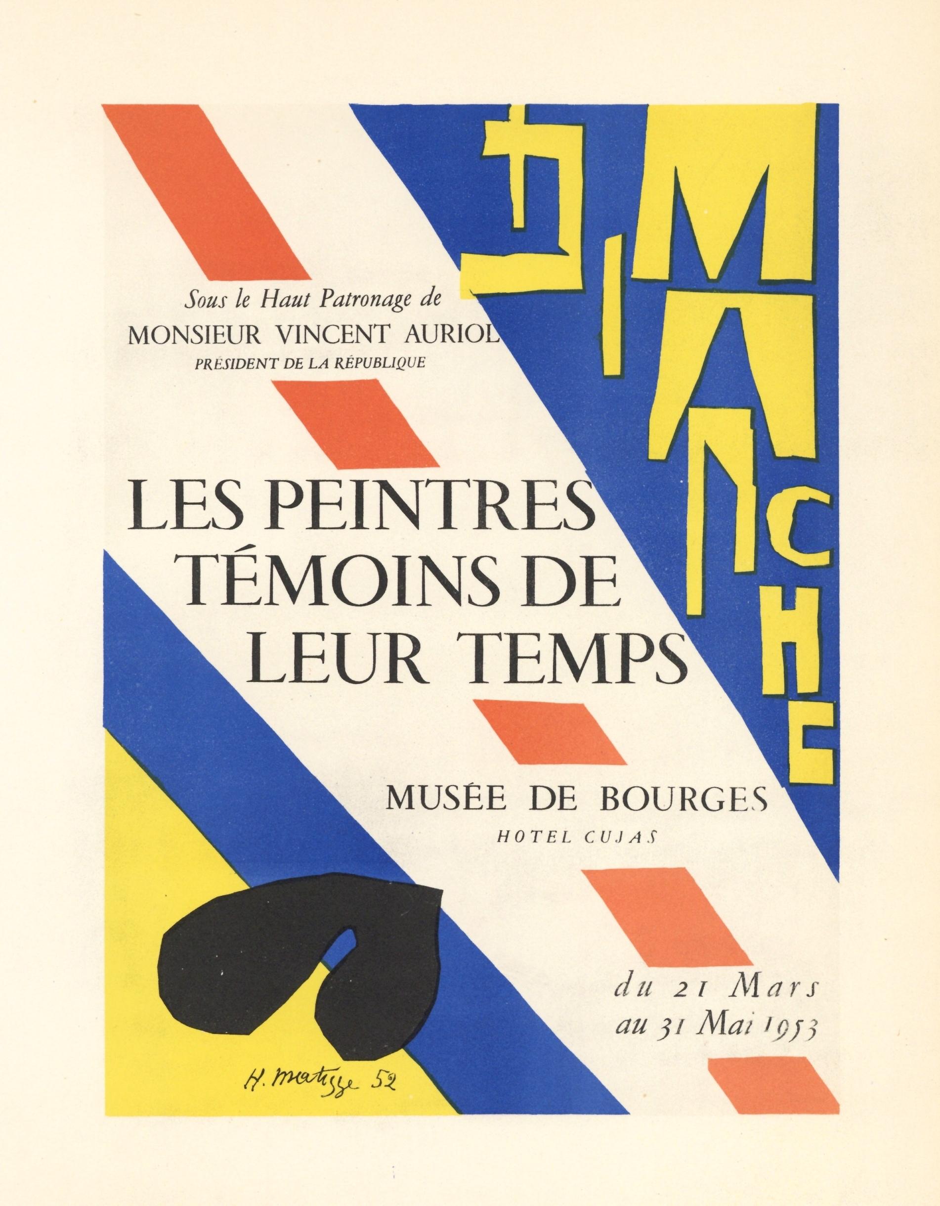 Portrait Print (after) Henri Matisse - Affiche lithographique « Les Peintres Temoins de leur Temps »