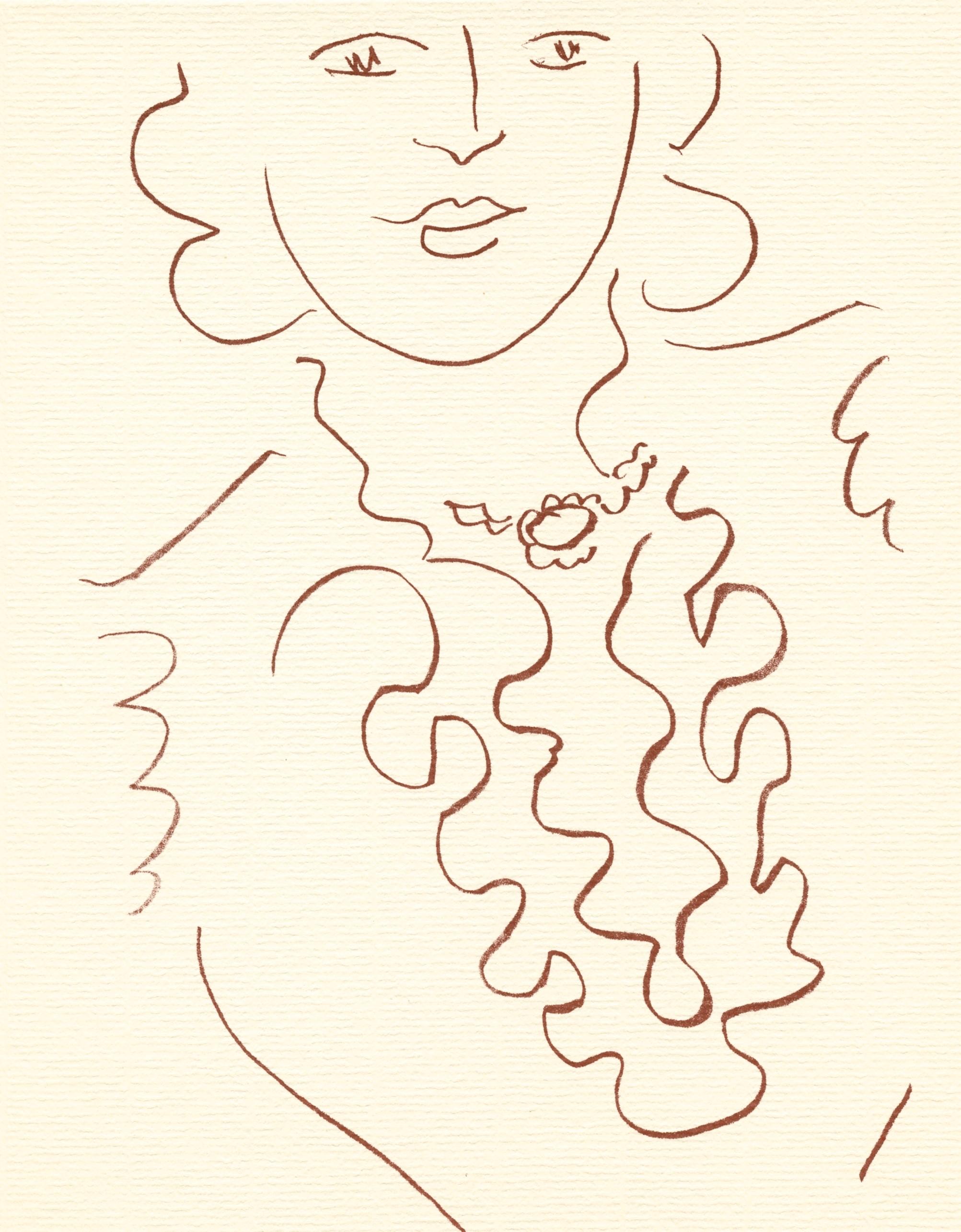 Portrait Print di (after) Henri Matisse - litografia per Florilege des amours de Ronsard