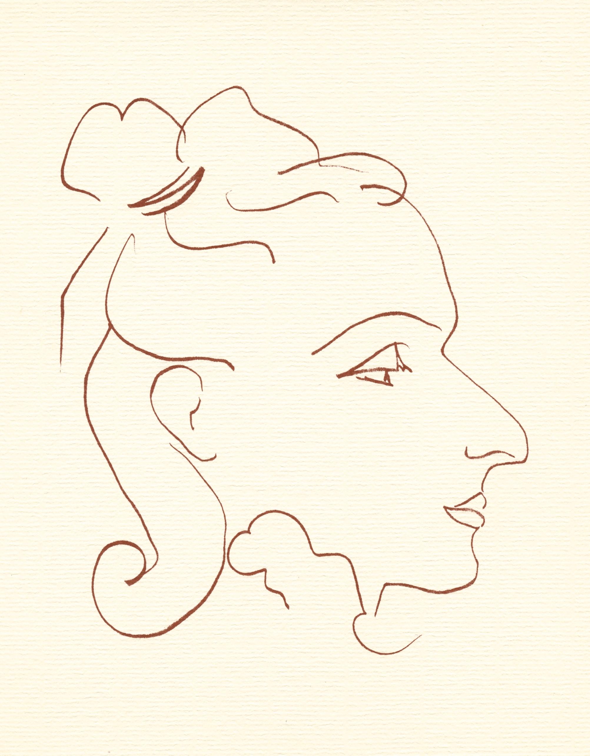 Portrait Print di (after) Henri Matisse - litografia per Florilege des amours de Ronsard