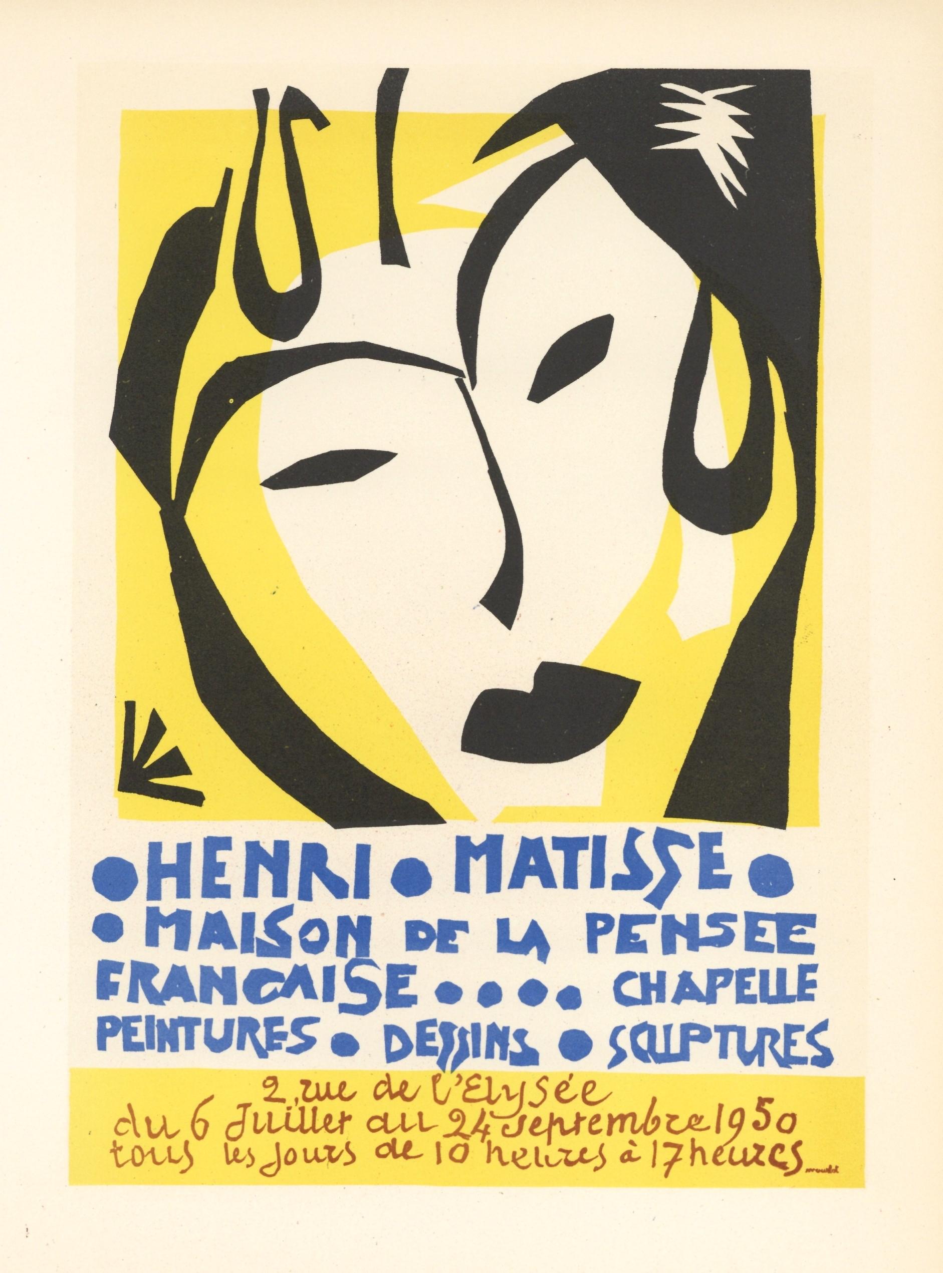 (after) Henri Matisse Portrait Print - "Maison de la Pensee" lithograph poster