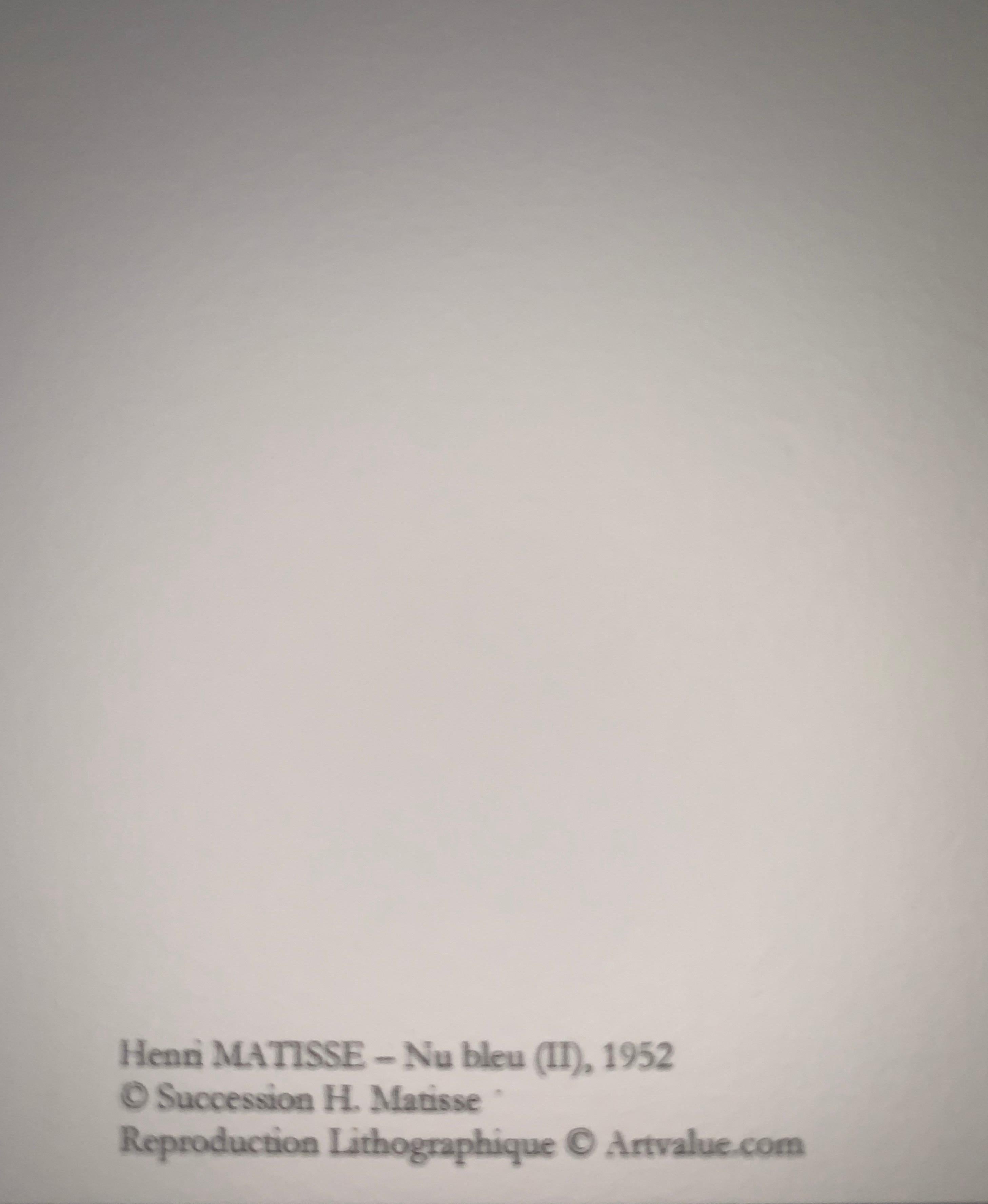 Nu Bleu II-Platte signiert - Henri Matisse Farblithographie - 2007 (Grau), Nude Print, von (after) Henri Matisse