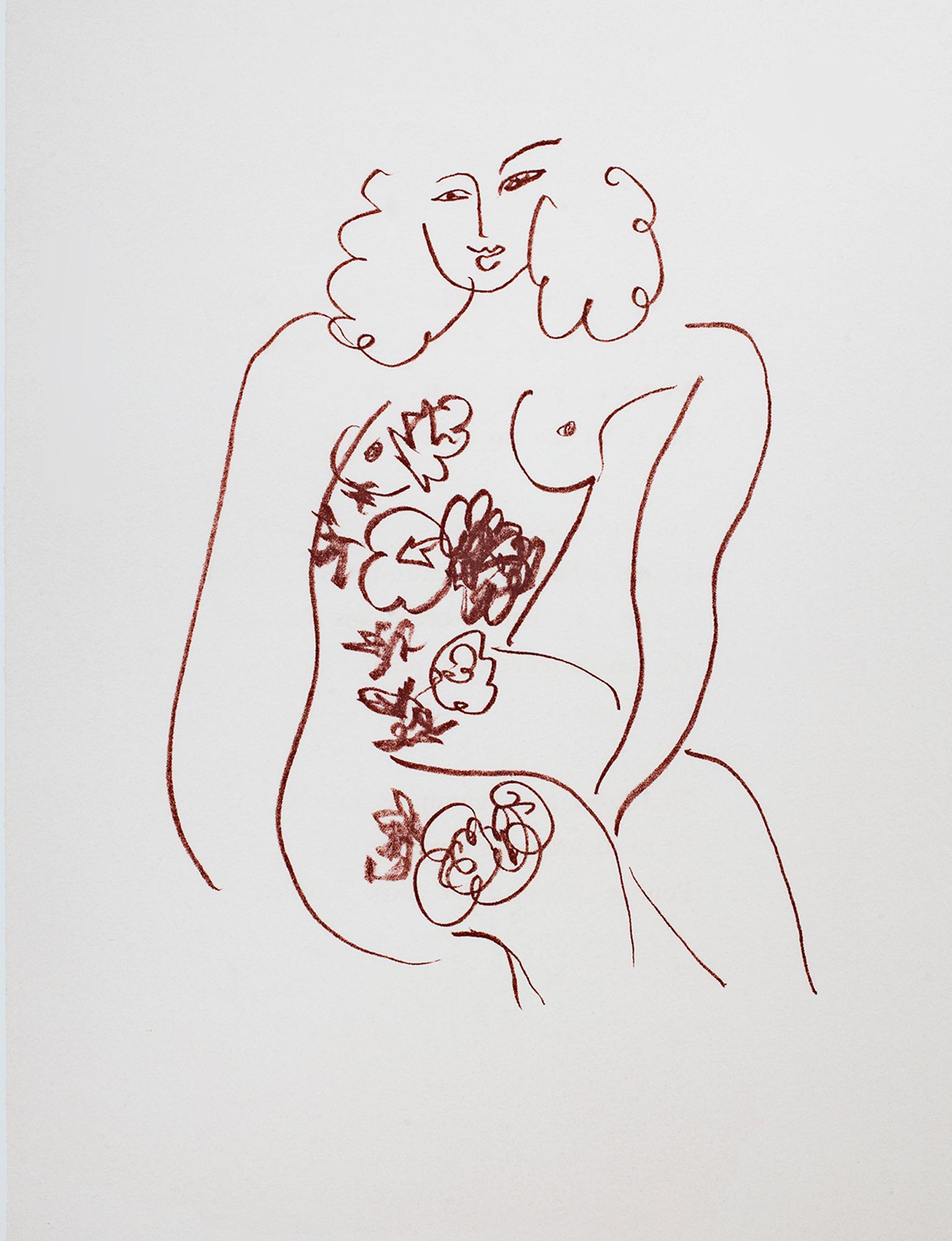 (after) Henri Matisse Figurative Print - "Nude with Flowers" from "Florilege des Amours, " Giclee on Watercolor Paper