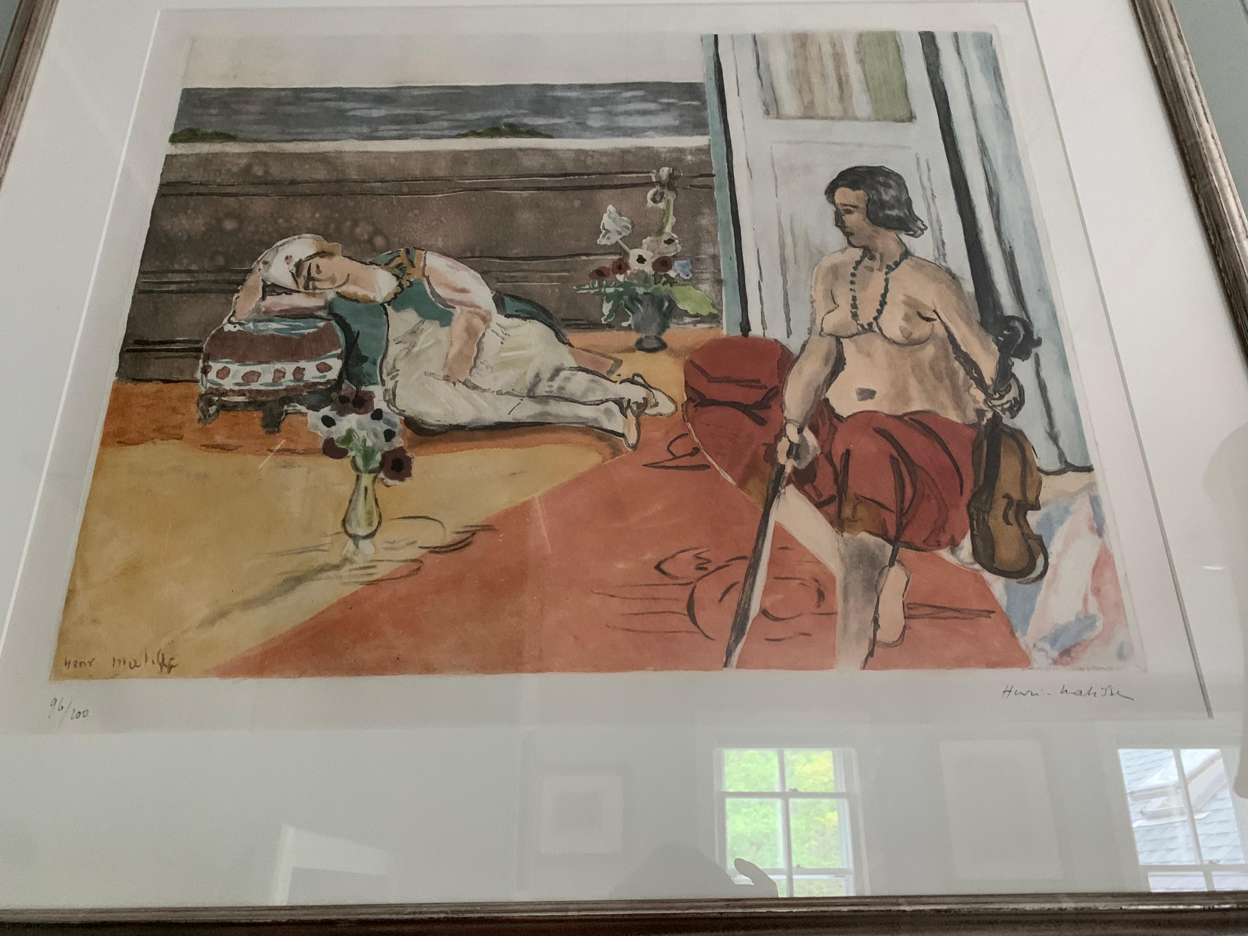 Odalisque sur la Terrasse - Beige Nude Print par (after) Henri Matisse