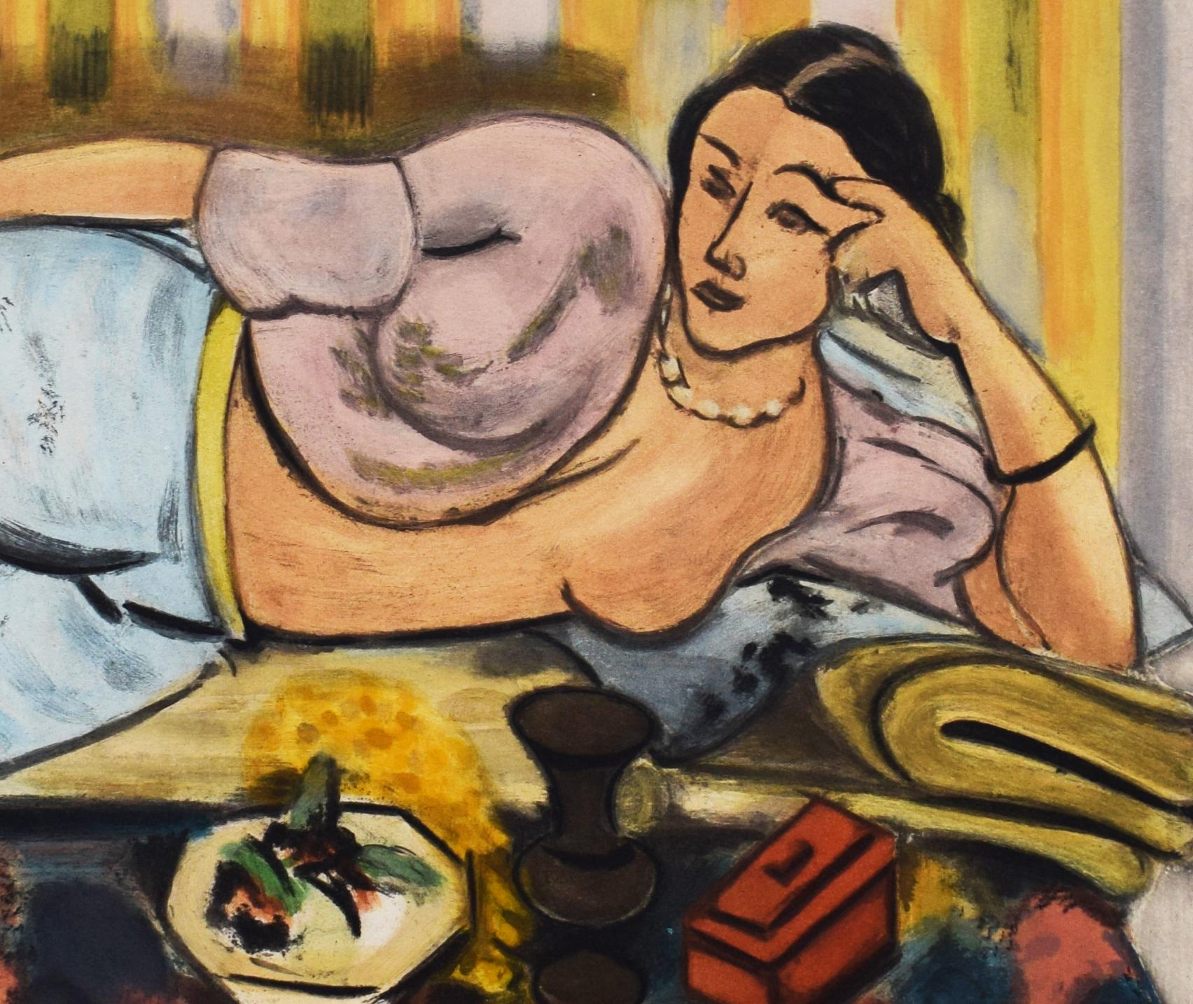 Odalisca con il forziere rosso - Odalisca francese Fauvusm - Figurative Print Marrone di (after) Henri Matisse