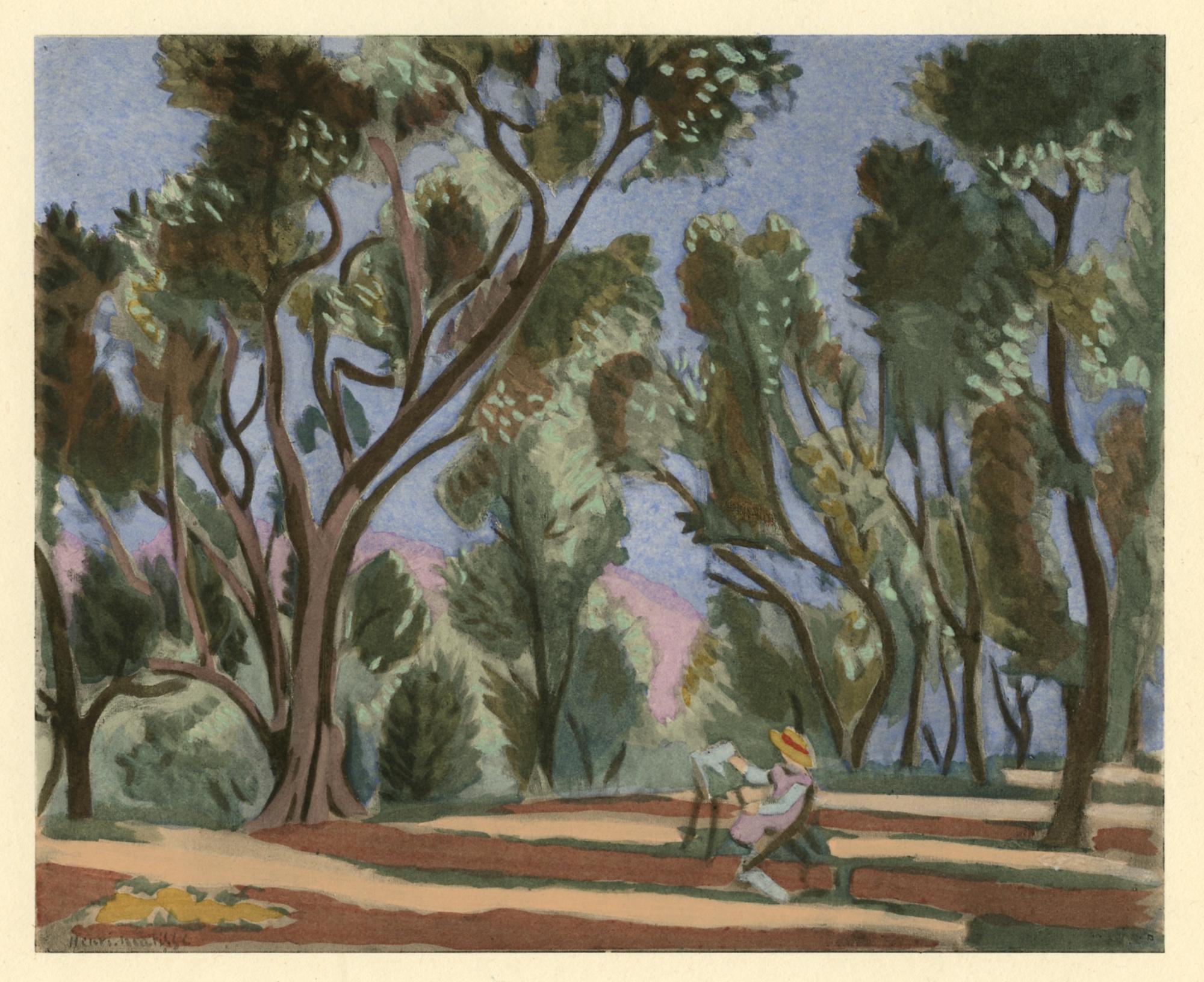 (after) Henri Matisse Landscape Print - "Oliviers" pochoir