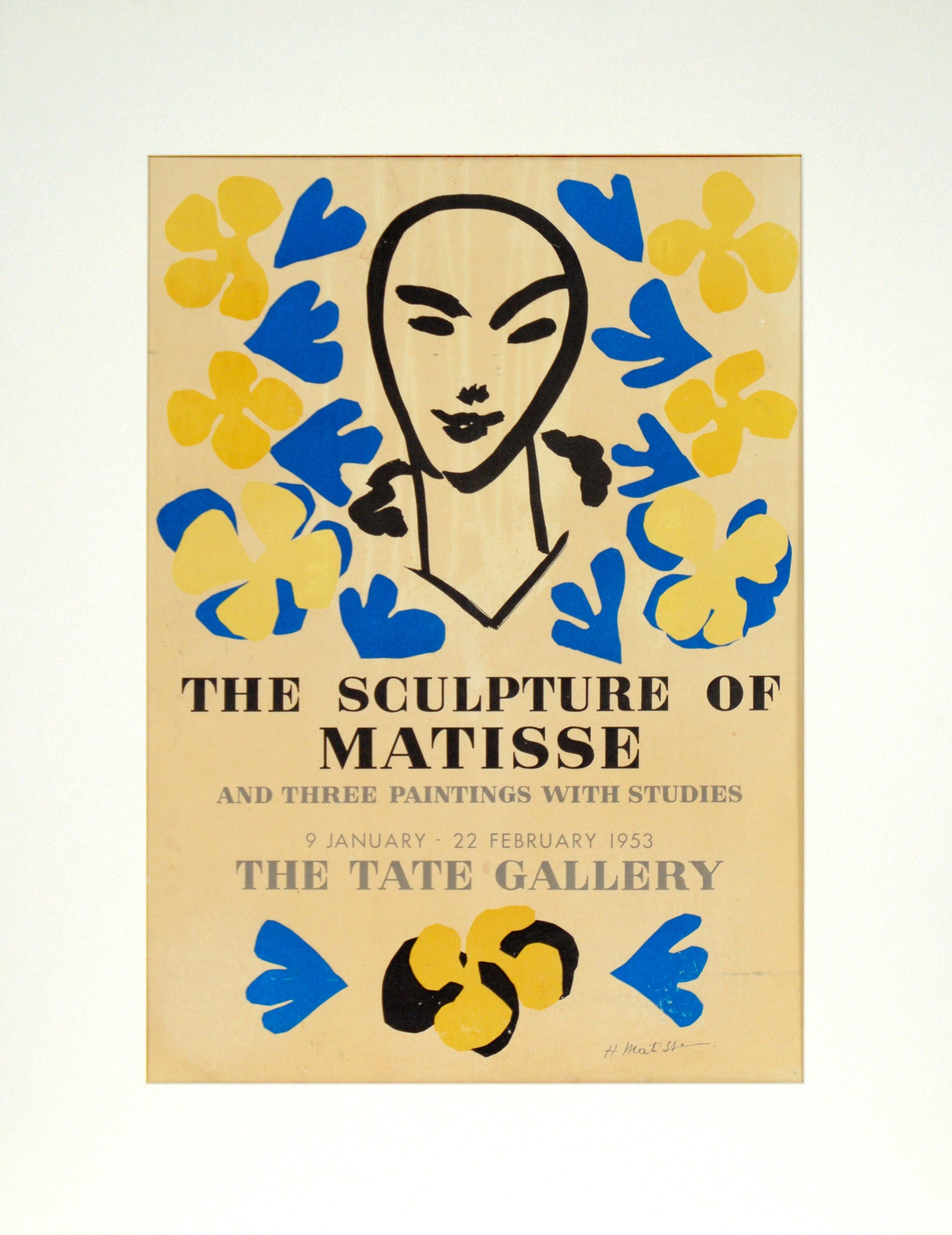(after) Henri Matisse Abstract Print – Original-Vintage-Ausstellungsplakat von Henri Matisse, The Tate Gallery, 1953