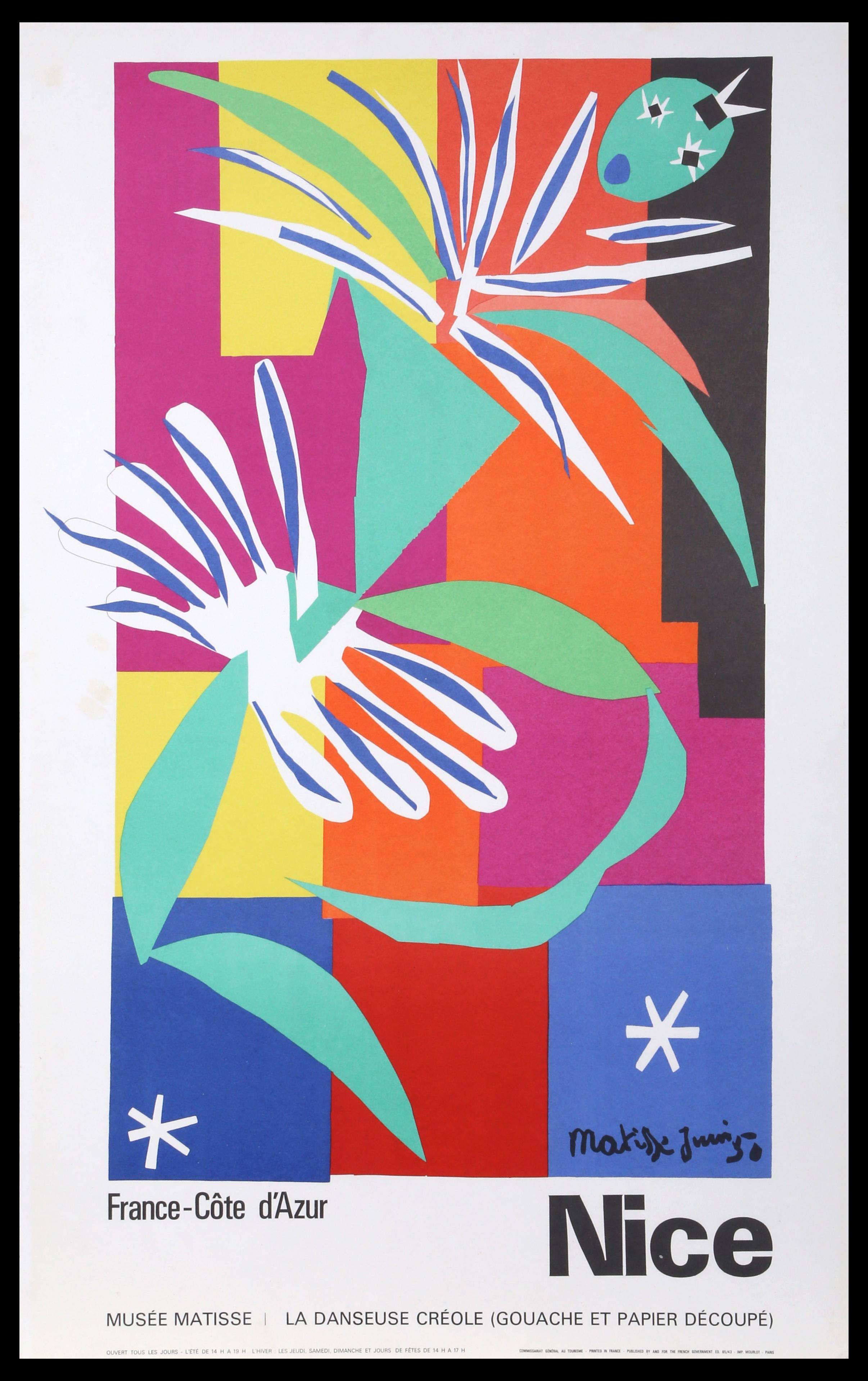 (after) Henri Matisse Figurative Print - Original vintage poster for Nice, Cote d'Azur - La Danseuse Creole by Matisse