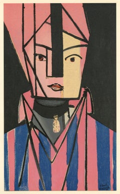 "Pink and White Head" lithograph