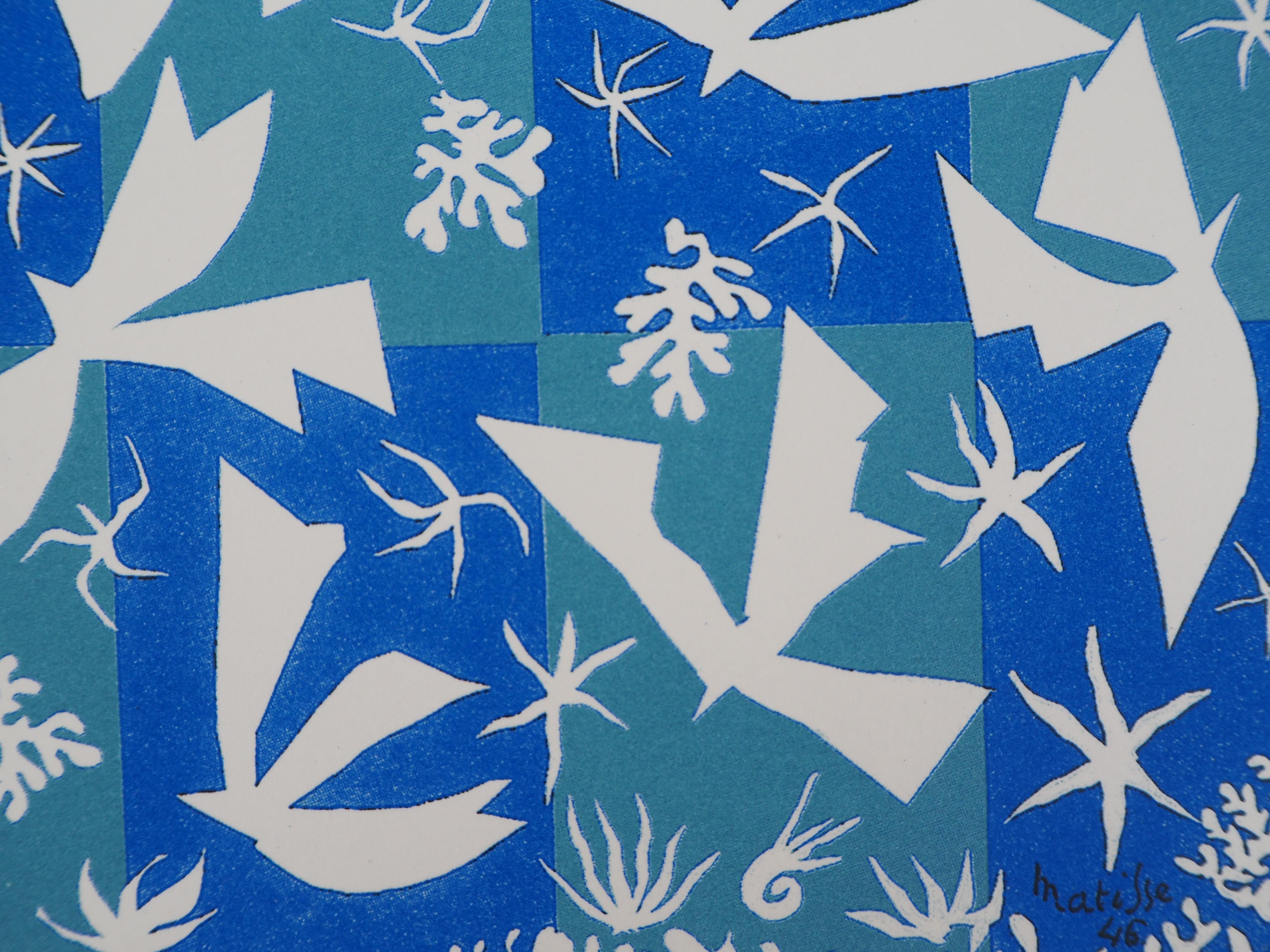 Henri Matisse (after)
Polinesia : Palomas en el cielo

Serigrafía
Firma impresa en la placa
Sobre vitela 13,5 x 21 cm (c. 5,5 x 8,5 pulgadas)

Información : Saludo oficial del Presidente francés Jacques Chirac en 2000

Excelente estado